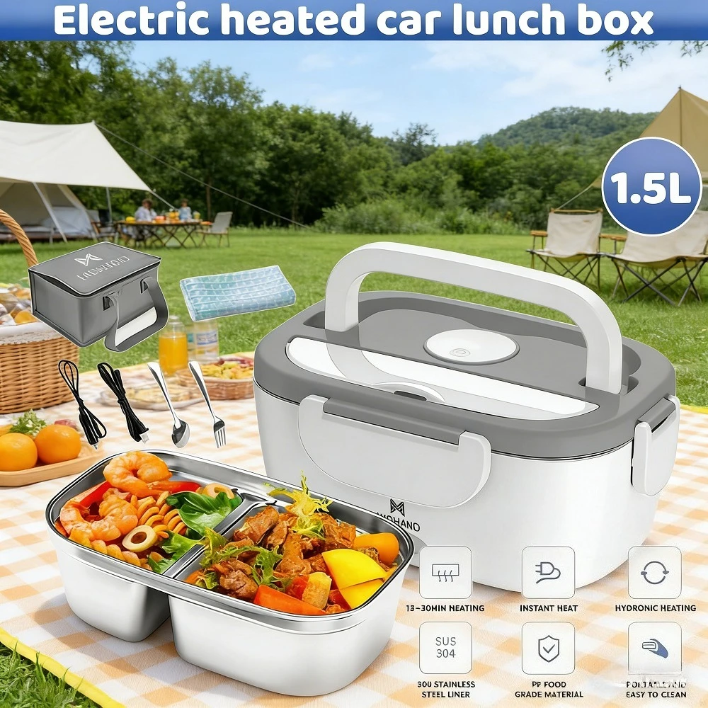 65W Electric Heating Lunch Box 304 Stainless Steel Removable Inner Pot PTC Heating Portable Food Heater With Cleaning Cloth
65W Electric Heating Lunch Box 304 Stainless Steel Removable Inner Pot PTC Heating Portable Food Heater With Cleaning Cloth