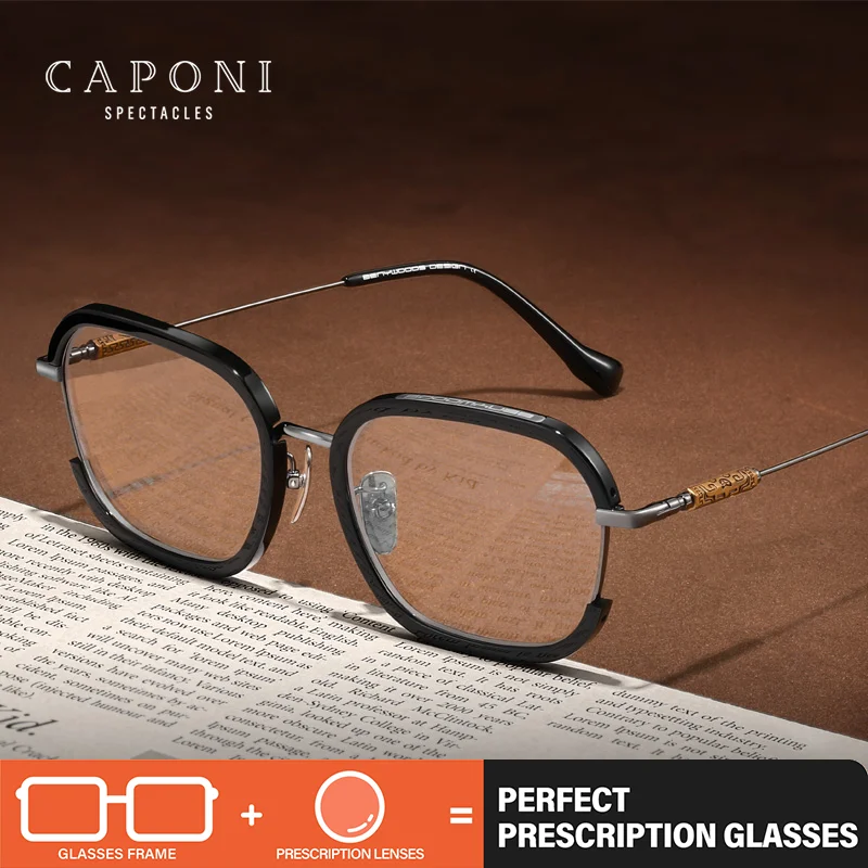 CAPONI Prescription Men Glasses Pure Titanium Light Weight Myopia Glasses Progressive Anti Blue Ray Acetate Eyes Glasses PJ68003
CAPONI Prescription Men Glasses Pure Titanium Light Weight Myopia Glasses Progressive Anti Blue Ray Acetate Eyes Glasses PJ68003