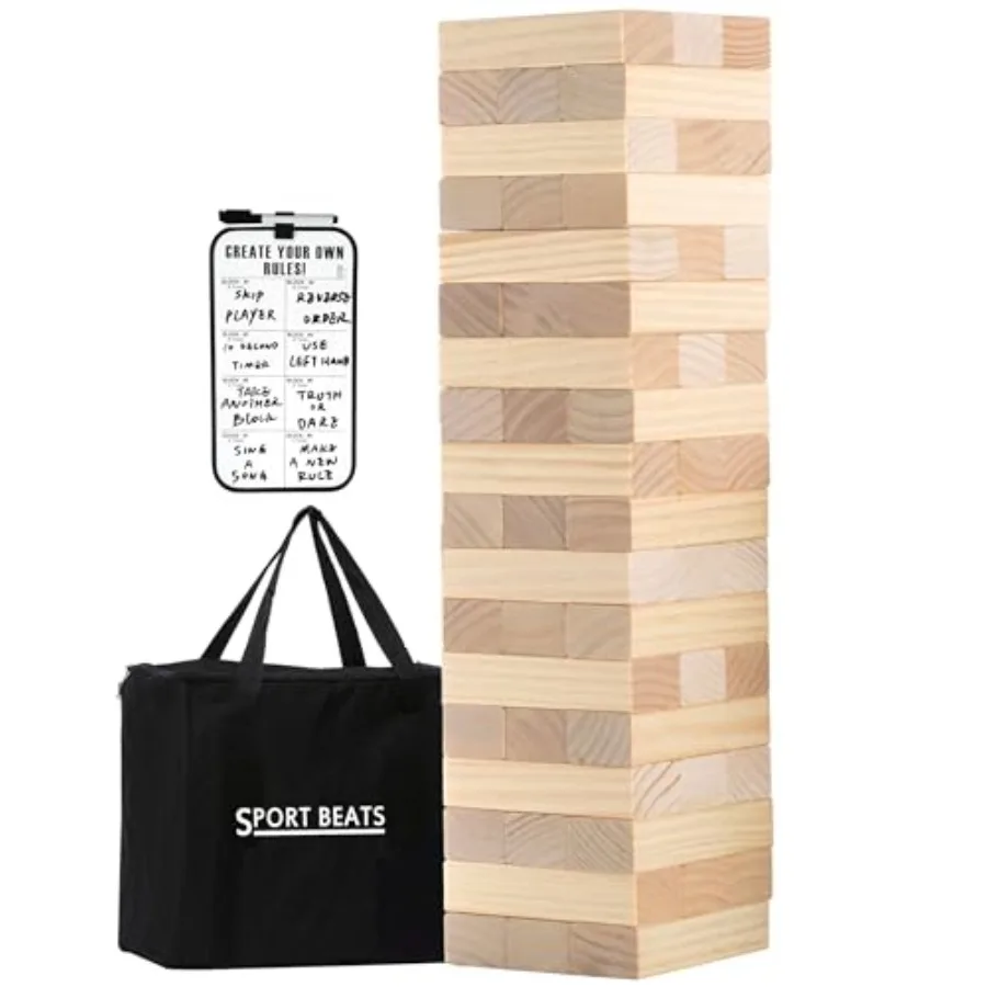 Outdoor Lawn Games for Backyard Parties, Camping, Tailgating: Giant Wooden Tower Stacking Game with 54 Premium Pine Blocks, Nat
Outdoor Lawn Games for Backyard Parties, Camping, Tailgating: Giant Wooden Tower Stacking Game with 54 Premium Pine Blocks, Nat