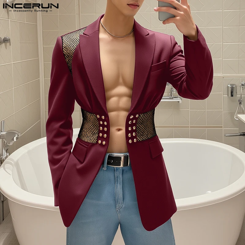 INCERUN Tops American Style Sexy Fashion Men's Nail Punched Mesh Hollowed Suit Coat Casual Clubwear Hot Sale Long Sleeved Blazer
INCERUN Tops American Style Sexy Fashion Men's Nail Punched Mesh Hollowed Suit Coat Casual Clubwear Hot Sale Long Sleeved Blazer
