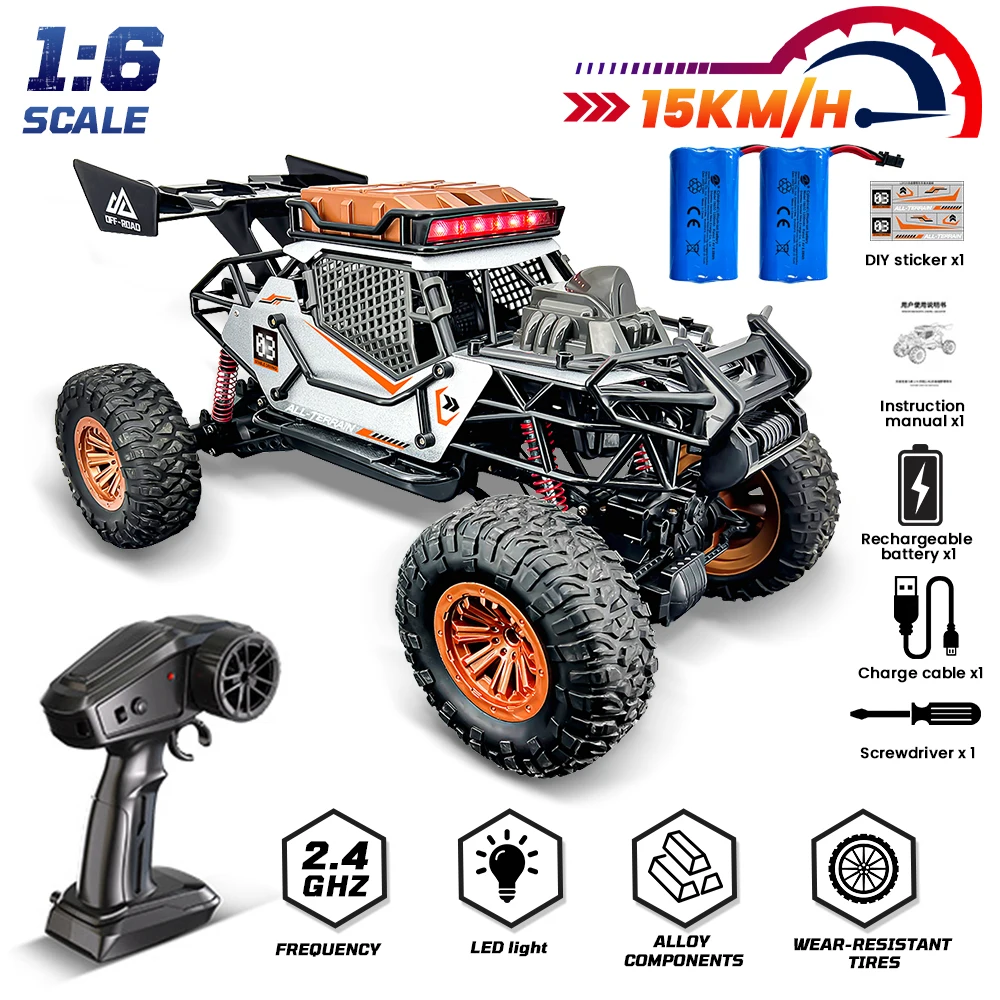 Large Rc Car Alloy 1/6 Off Road 4x4 5CH High Speed All Terrain Remote Control Car with LED Headlight 4WD Truck Toys for Boy Gift
Large Rc Car Alloy 1/6 Off Road 4x4 5CH High Speed All Terrain Remote Control Car with LED Headlight 4WD Truck Toys for Boy Gift