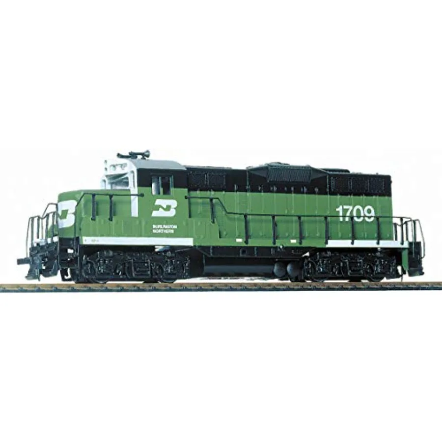 HO Scale model railroad locomotive for display and operation, die-cast metal body in green and white, authentic Burlington Nort
HO Scale model railroad locomotive for display and operation, die-cast metal body in green and white, authentic Burlington Nort