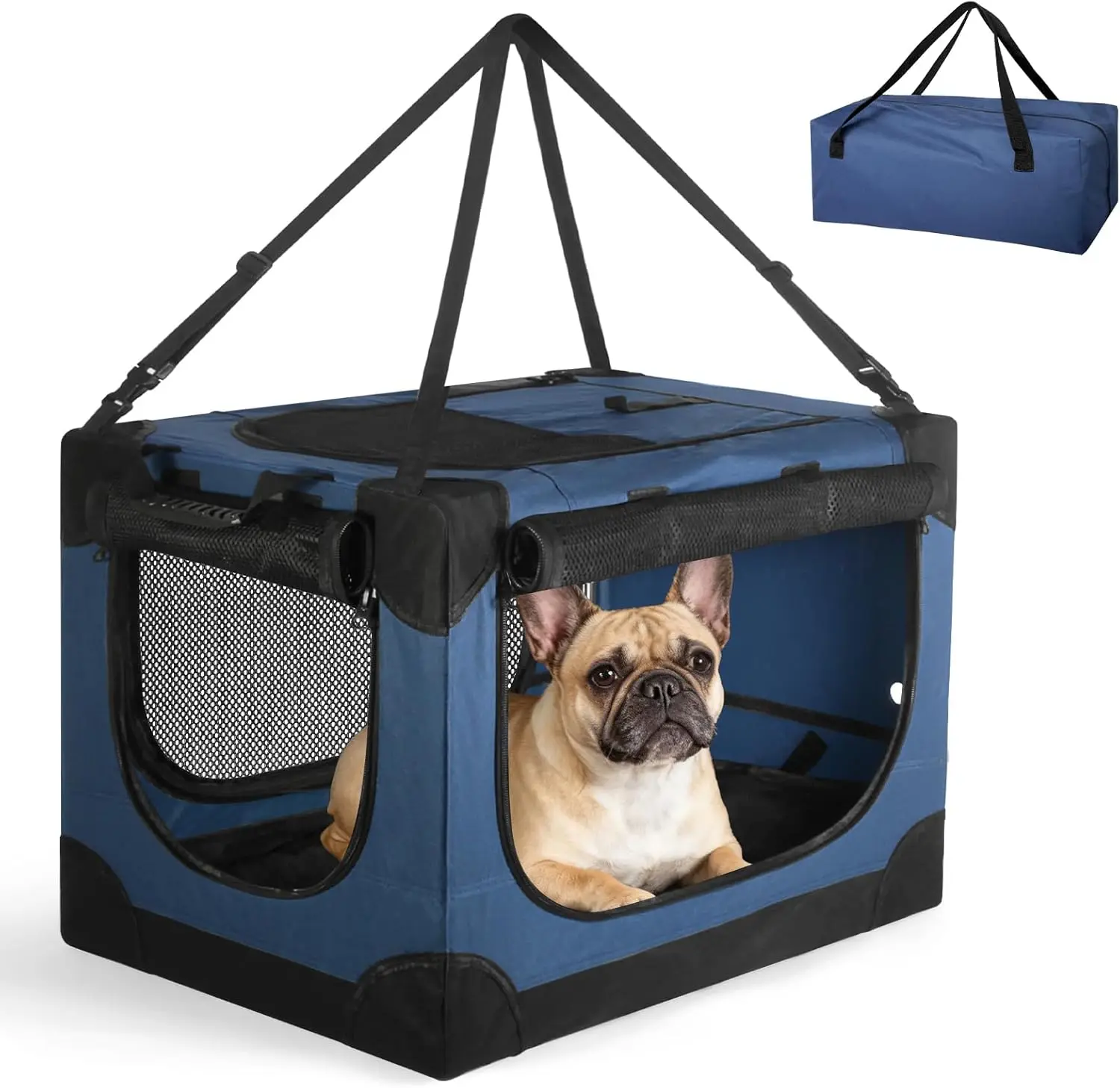 Soft Small Dog Crate - 24 inch Portable Travel Crate for Small Pets, Collapsible Pet Carrier with 4 Mesh Doors, Car Kennel with Handle, Blue
Soft Small Dog Crate - 24 inch Portable Travel Crate for Small Pets, Collapsible Pet Carrier with 4 Mesh Doors, Car Kennel with Handle, Blue