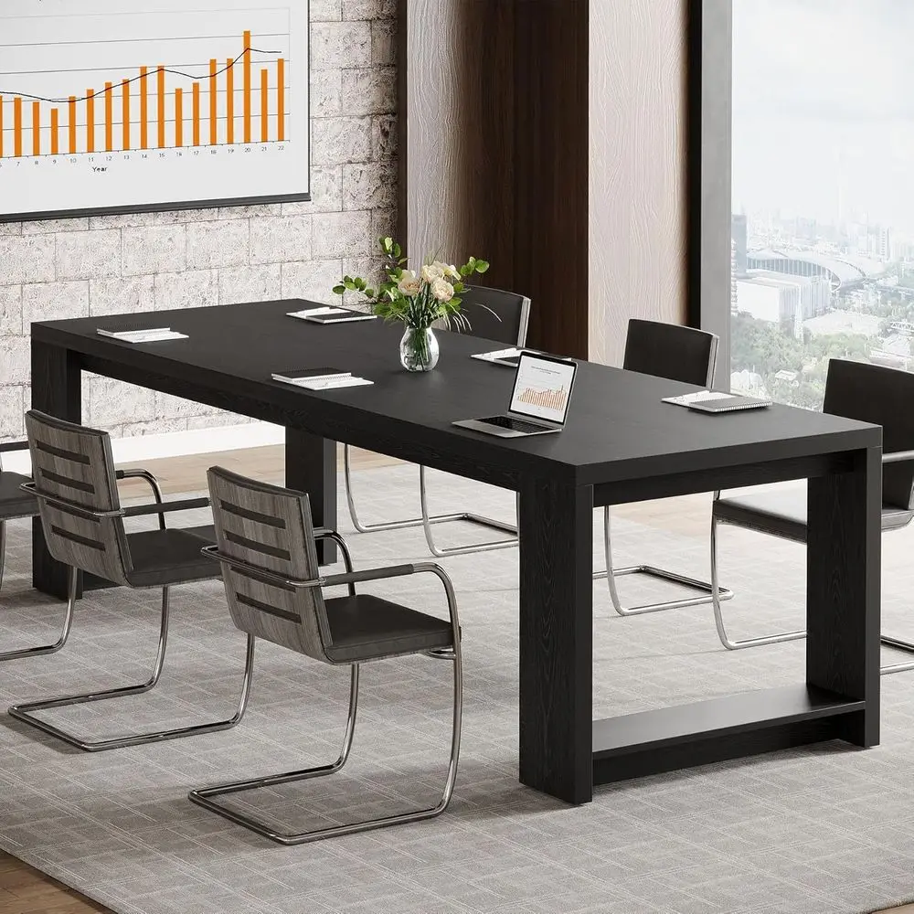 Elegant Black Conference Table for 6-8 People, Suitable for Meeting Rooms and Home Offices
Elegant Black Conference Table for 6-8 People, Suitable for Meeting Rooms and Home Offices