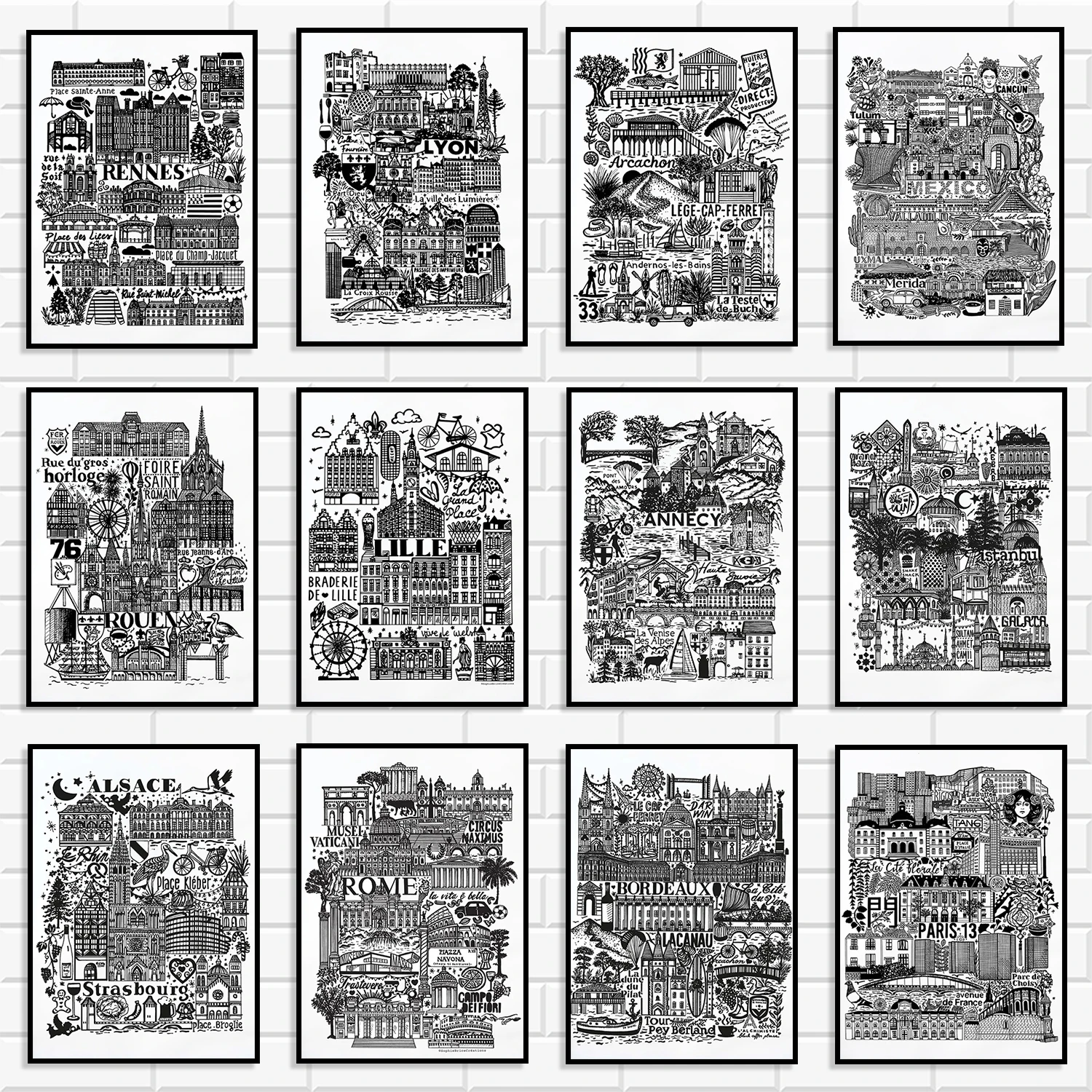Black White Line European City Canvas Wall Art Set France Rome Istanbul City Landmark Hand Drawn Sketch Prints for Home Decor
Black White Line European City Canvas Wall Art Set France Rome Istanbul City Landmark Hand Drawn Sketch Prints for Home Decor