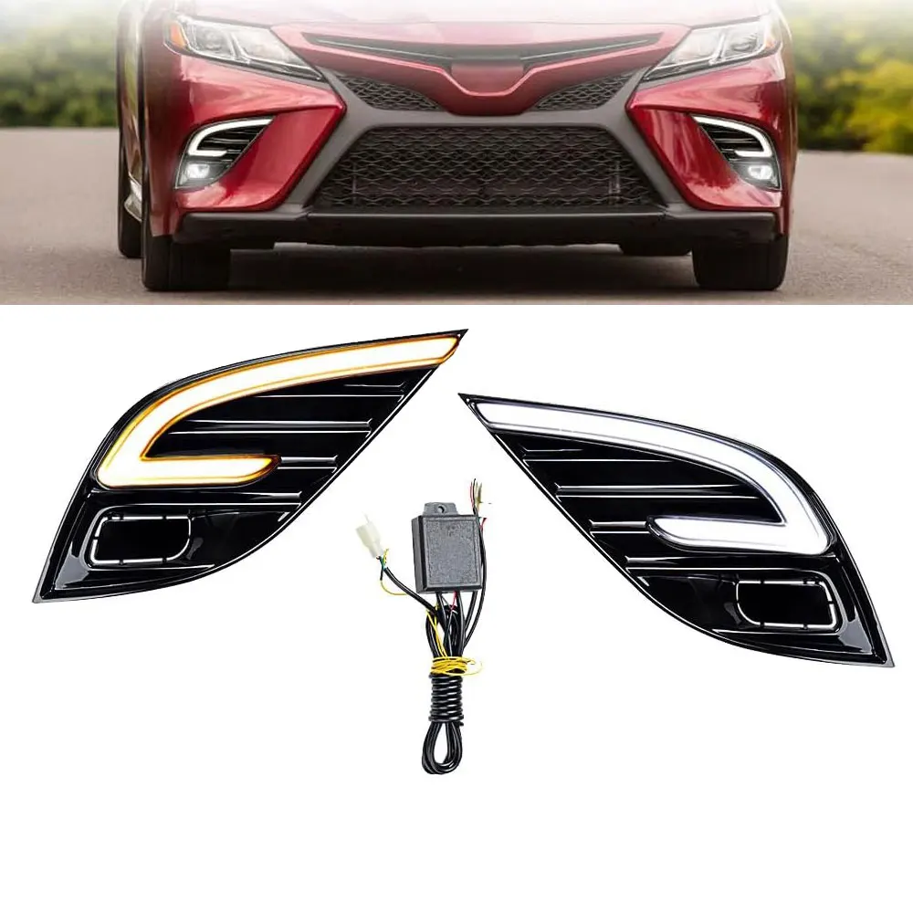 DRL For Toyota Camry SE XSE 2018 2019 2020 LED Fog Lamp Daytime Running Lights Yellow Turn Signal Headlights foglight cover hole
DRL For Toyota Camry SE XSE 2018 2019 2020 LED Fog Lamp Daytime Running Lights Yellow Turn Signal Headlights foglight cover hole