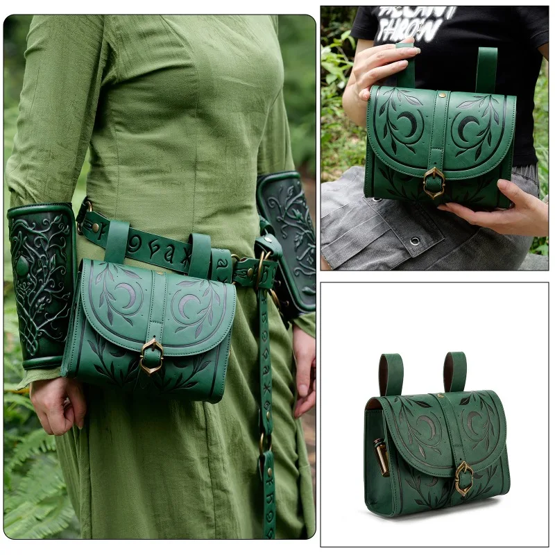Fantasy Style Carved Leather Waist Bag Crescent Vine Leaf Retro Decorative Bag Multifunctional Small Bag
Fantasy Style Carved Leather Waist Bag Crescent Vine Leaf Retro Decorative Bag Multifunctional Small Bag
