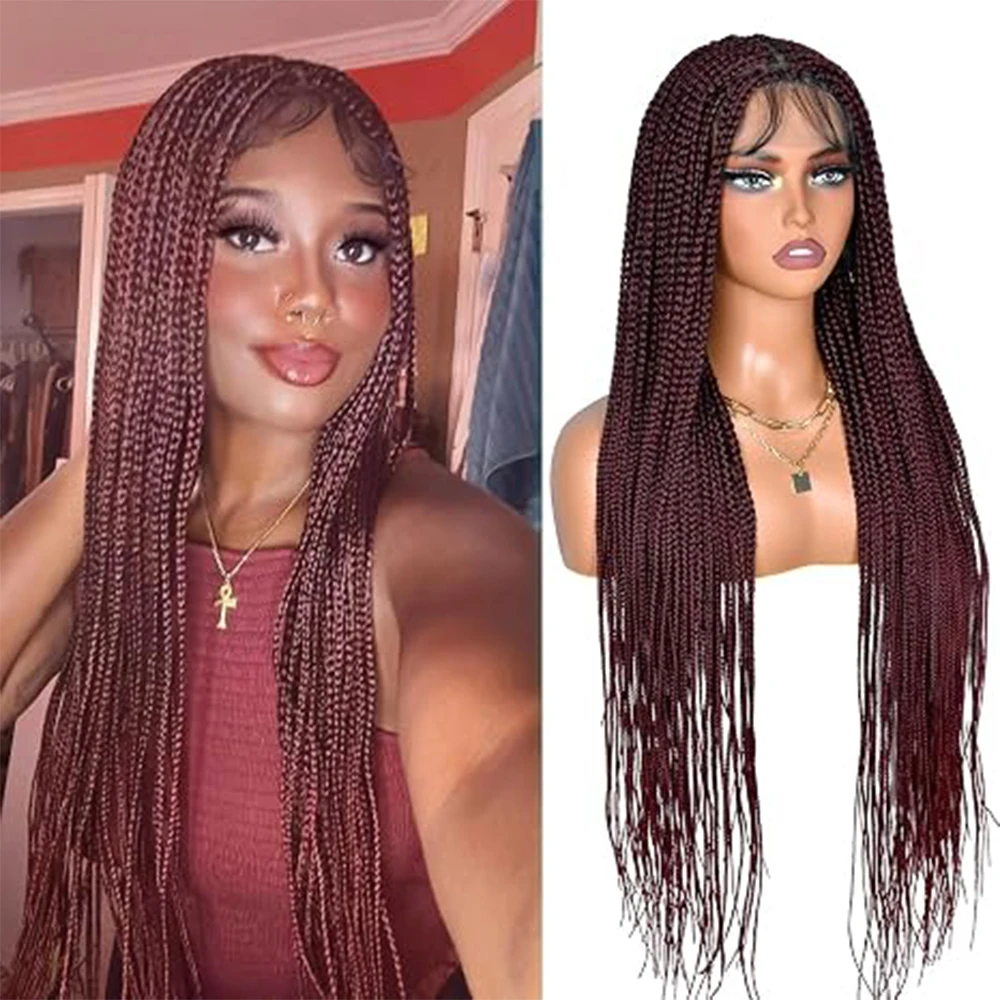 360 HD Full Lace Braided Wig Knotless Box Synthetic Wig Afro With Baby Hair Burgundy 36 Inches Comfortable To Wear All Day
360 HD Full Lace Braided Wig Knotless Box Synthetic Wig Afro With Baby Hair Burgundy 36 Inches Comfortable To Wear All Day