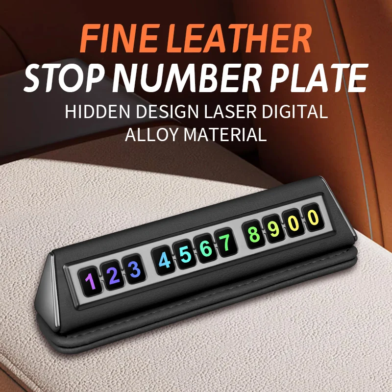Car leather temporary parking plate car mobile phone plate mobile phone number in the car card car accessories
Car leather temporary parking plate car mobile phone plate mobile phone number in the car card car accessories
