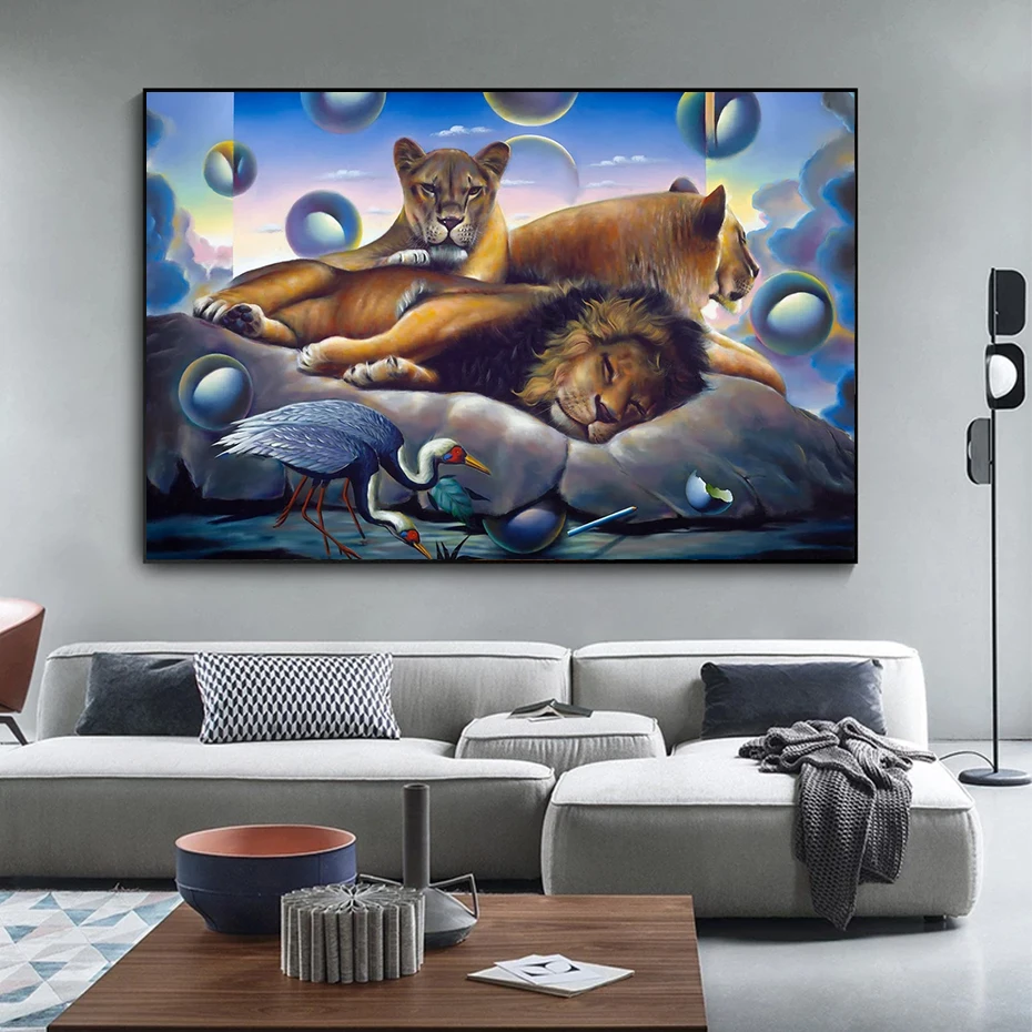 Animal Lion and Crane Color Painting Abstract Portrait Posters Blue Forest Natural Aesthetic Art Prints, Artwork for Living Room
Animal Lion and Crane Color Painting Abstract Portrait Posters Blue Forest Natural Aesthetic Art Prints, Artwork for Living Room