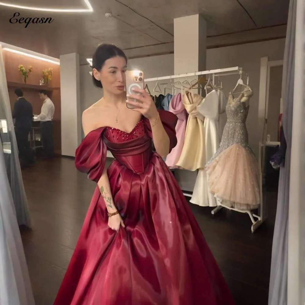 Eeqasn Shiny A Line Prom Gowns Corset Pleat Wedding Party Gown Floor Length Formal Evening Dress vestidos de fiesta Customized
Eeqasn Shiny A Line Prom Gowns Corset Pleat Wedding Party Gown Floor Length Formal Evening Dress vestidos de fiesta Customized
