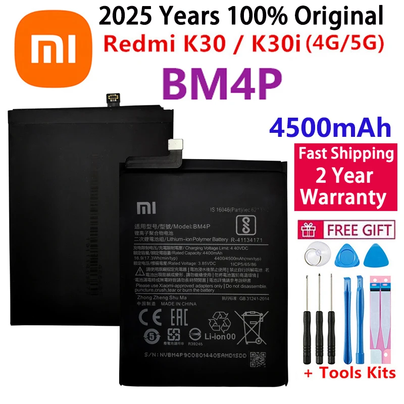 100% Original Replacement Phone Battery BM4P 4500mAh For Xiaomi Redmi K30 / Redmi K30i (4G/5G) Bateria Batteries Fast Shipping
100% Original Replacement Phone Battery BM4P 4500mAh For Xiaomi Redmi K30 / Redmi K30i (4G/5G) Bateria Batteries Fast Shipping