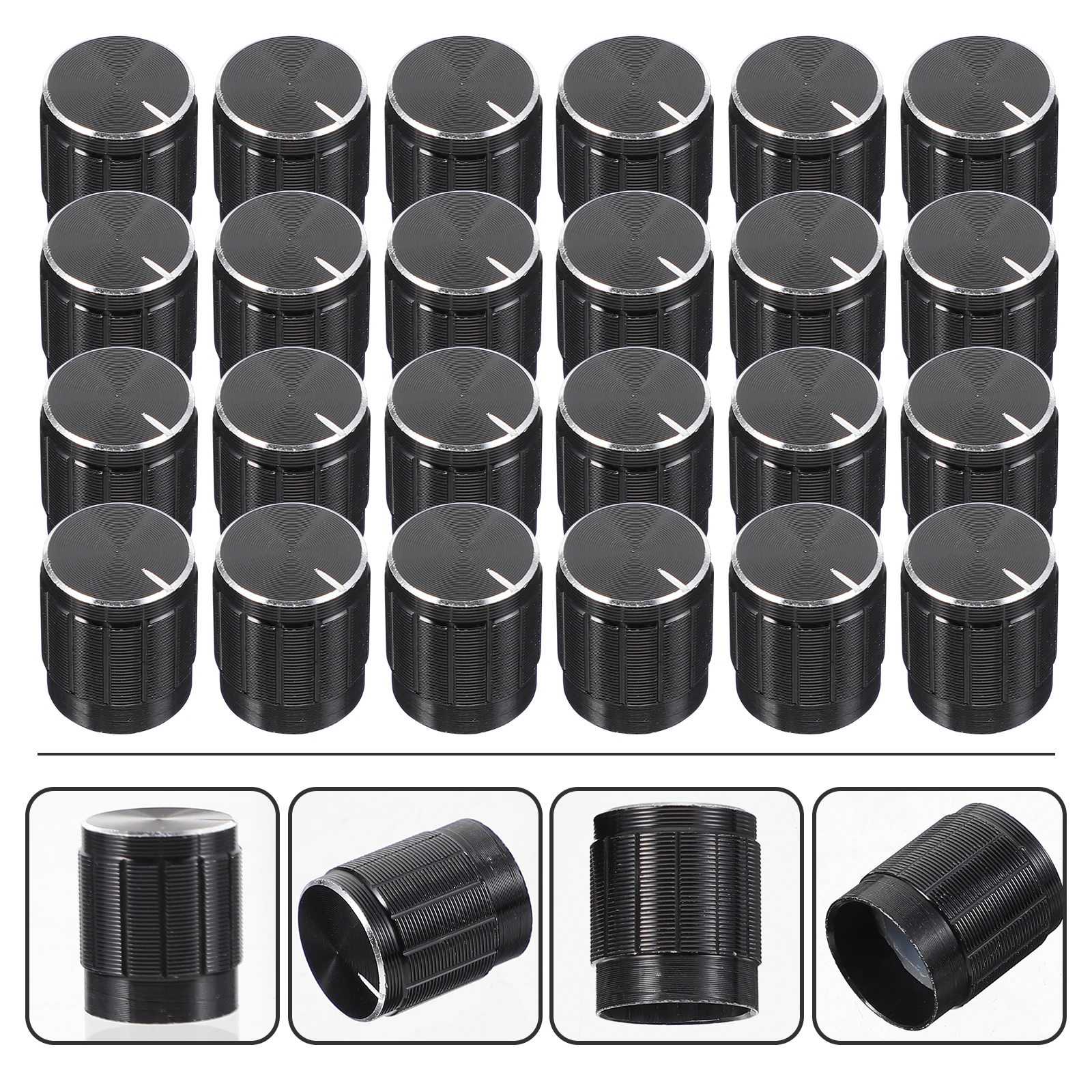 24pcs Volume Control Knob 15x17MM Black Aluminum Potentiometer Rotary Button Audio Parts Lightweight Guitar Accessories
24pcs Volume Control Knob 15x17MM Black Aluminum Potentiometer Rotary Button Audio Parts Lightweight Guitar Accessories