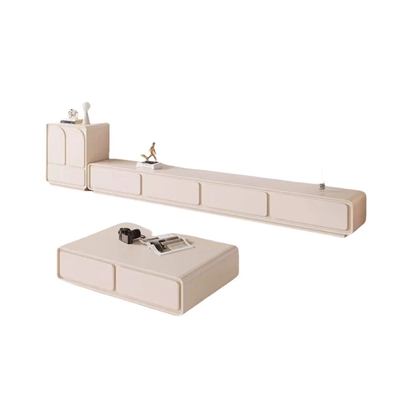 French cream style, white TV cabinet, simple and modern coffee table combination, living room for home use
French cream style, white TV cabinet, simple and modern coffee table combination, living room for home use
