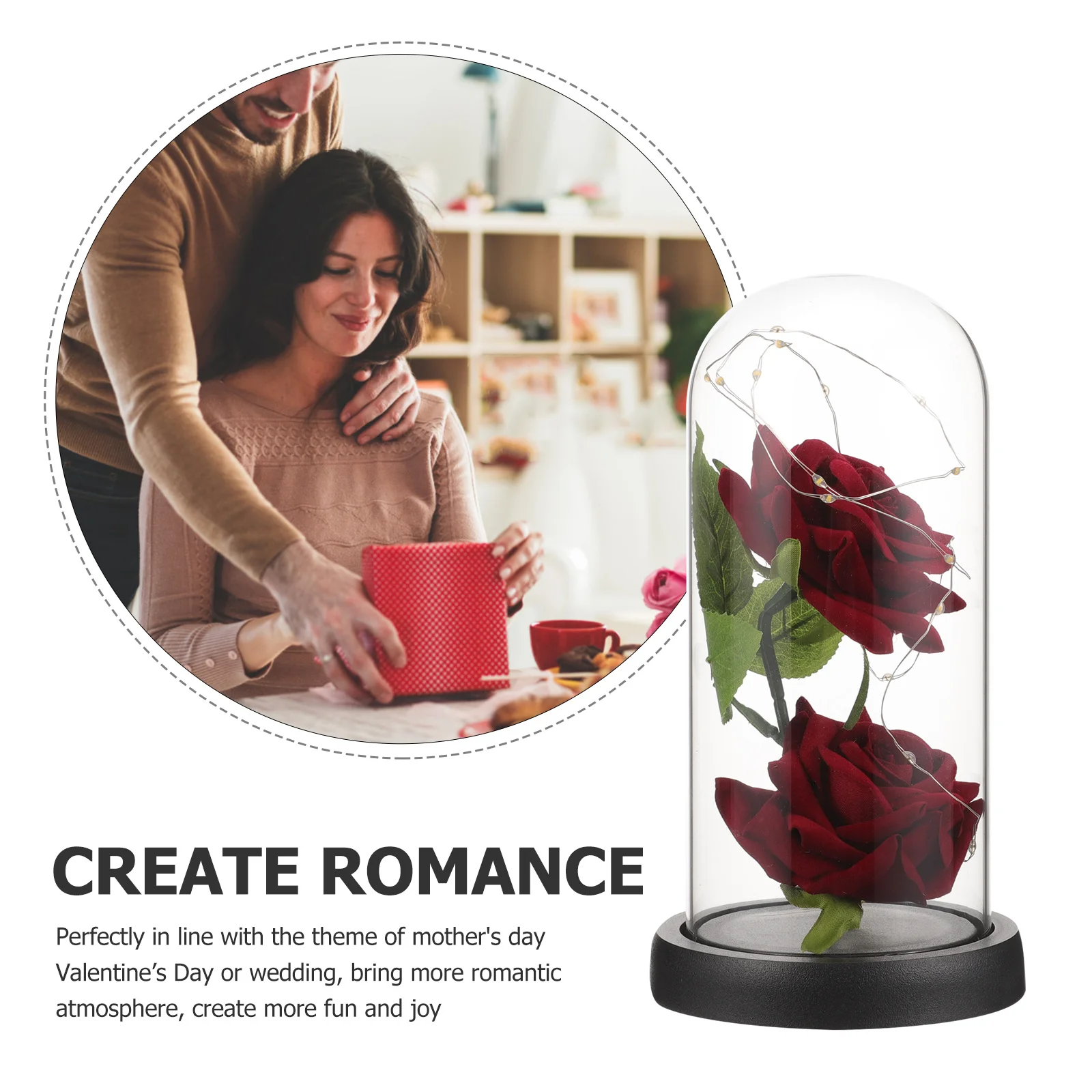 Glass Dome Rose Light Up Artificial Flower Romantic Gift for Mothers Day Birthday Party Decoration Rose in Glass Dome
Glass Dome Rose Light Up Artificial Flower Romantic Gift for Mothers Day Birthday Party Decoration Rose in Glass Dome