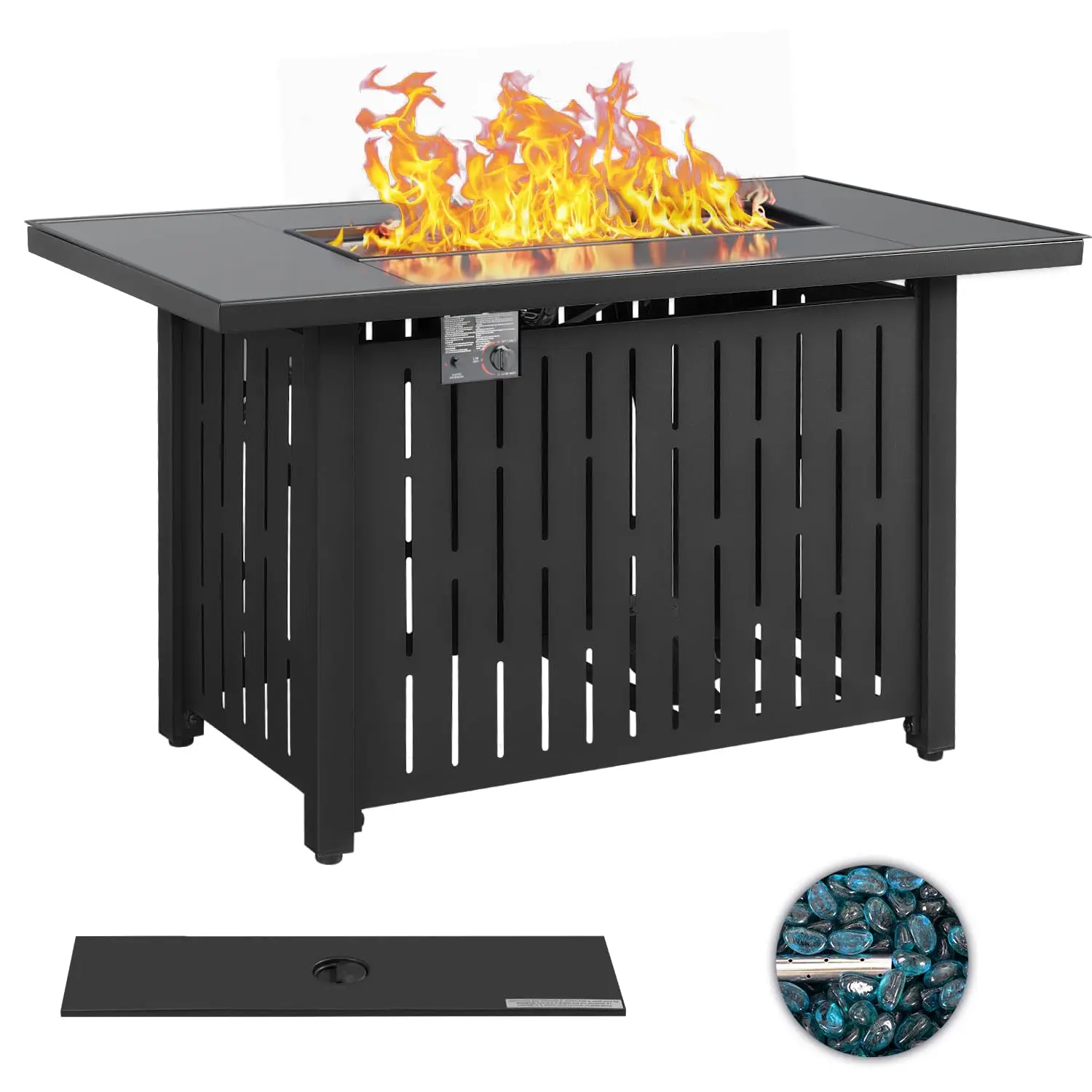 44in 50000BTU Propane Gas Fire Pit Table Rectangular with Lid & Rain Cover for Garden Backyard Deck Patio, Customized
44in 50000BTU Propane Gas Fire Pit Table Rectangular with Lid & Rain Cover for Garden Backyard Deck Patio, Customized