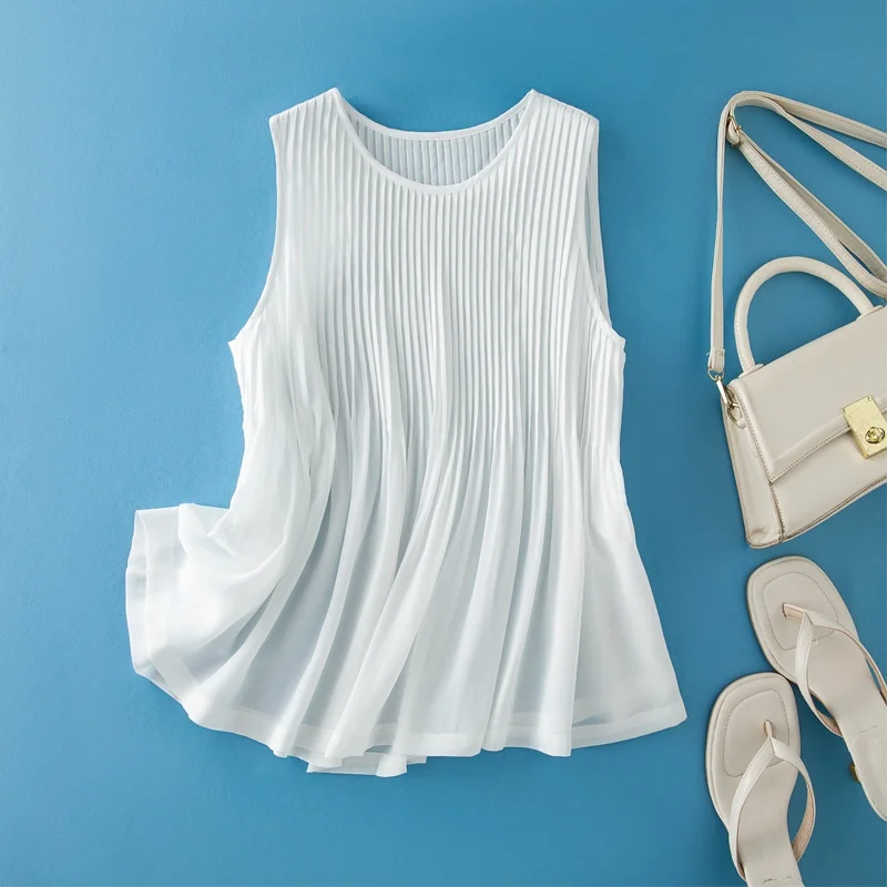 Silk Georgette Women's Svel round Ne irt Pleated Design Summer Faion Top Chinese Manufacturer Original Photoaphy
Silk Georgette Women's Svel round Ne irt Pleated Design Summer Faion Top Chinese Manufacturer Original Photoaphy