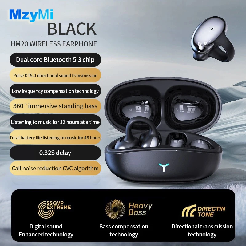 MZYMI HM20 Ear Clip Headset ENC Noise Reduction Earbuds Wireless Bluetooth 5.3 Headphones Waterproof Gaming Earphone With Mic
MZYMI HM20 Ear Clip Headset ENC Noise Reduction Earbuds Wireless Bluetooth 5.3 Headphones Waterproof Gaming Earphone With Mic