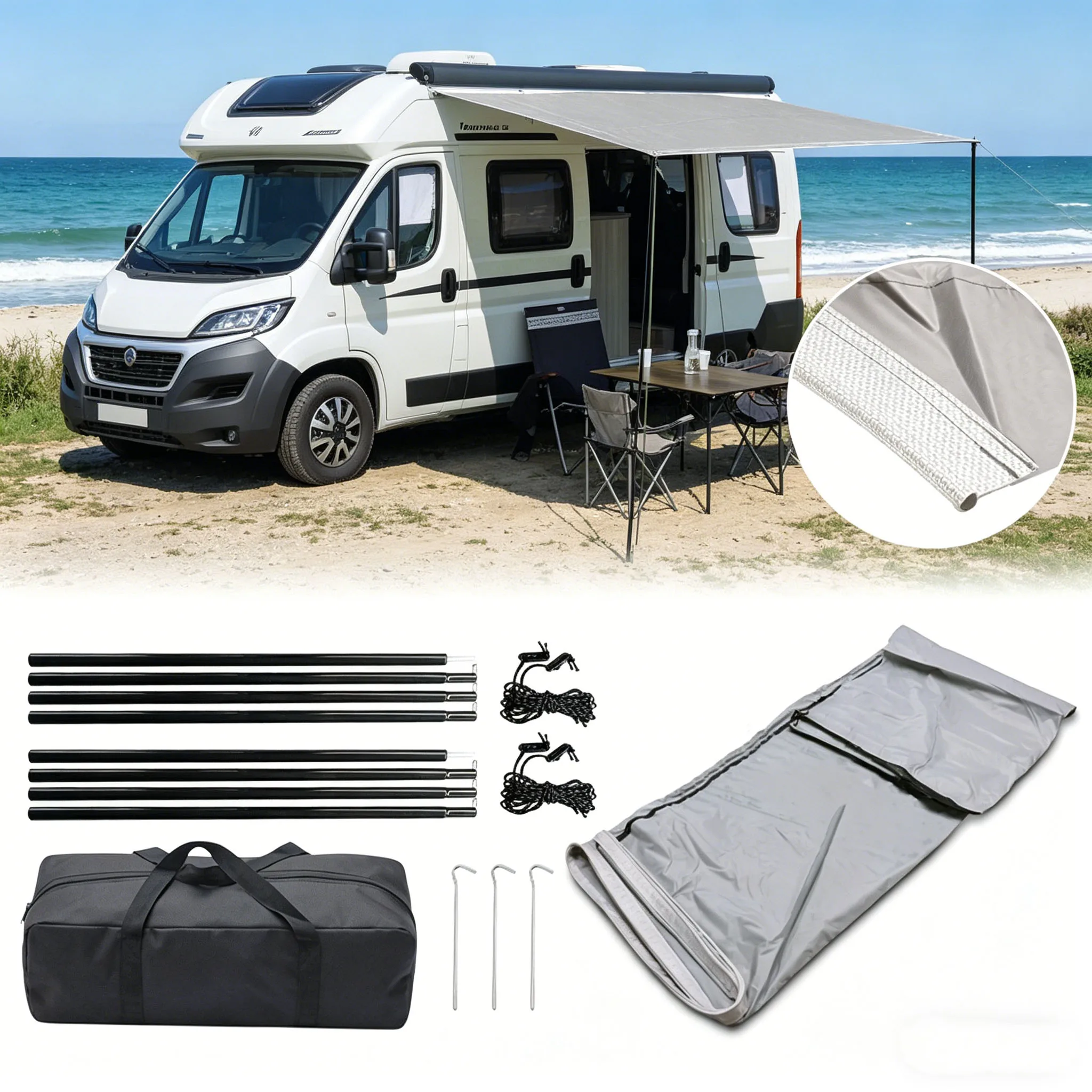 Waterproof RV Awning Sun Canopy 3.5x2.4m Caravan Side Tent Portable Outdoor Shelter with Bag for Campers And Hikers
Waterproof RV Awning Sun Canopy 3.5x2.4m Caravan Side Tent Portable Outdoor Shelter with Bag for Campers And Hikers