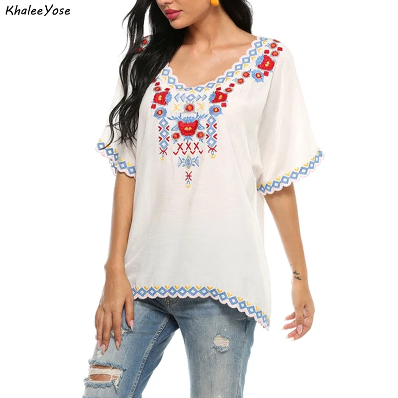 KHALEE YOSE White Floral Embroidery Blouse Shirt Cotton Summer spring Mexican Shirt Oversized Women 2xl 3XL Ethnic Ladies Shirt
KHALEE YOSE White Floral Embroidery Blouse Shirt Cotton Summer spring Mexican Shirt Oversized Women 2xl 3XL Ethnic Ladies Shirt