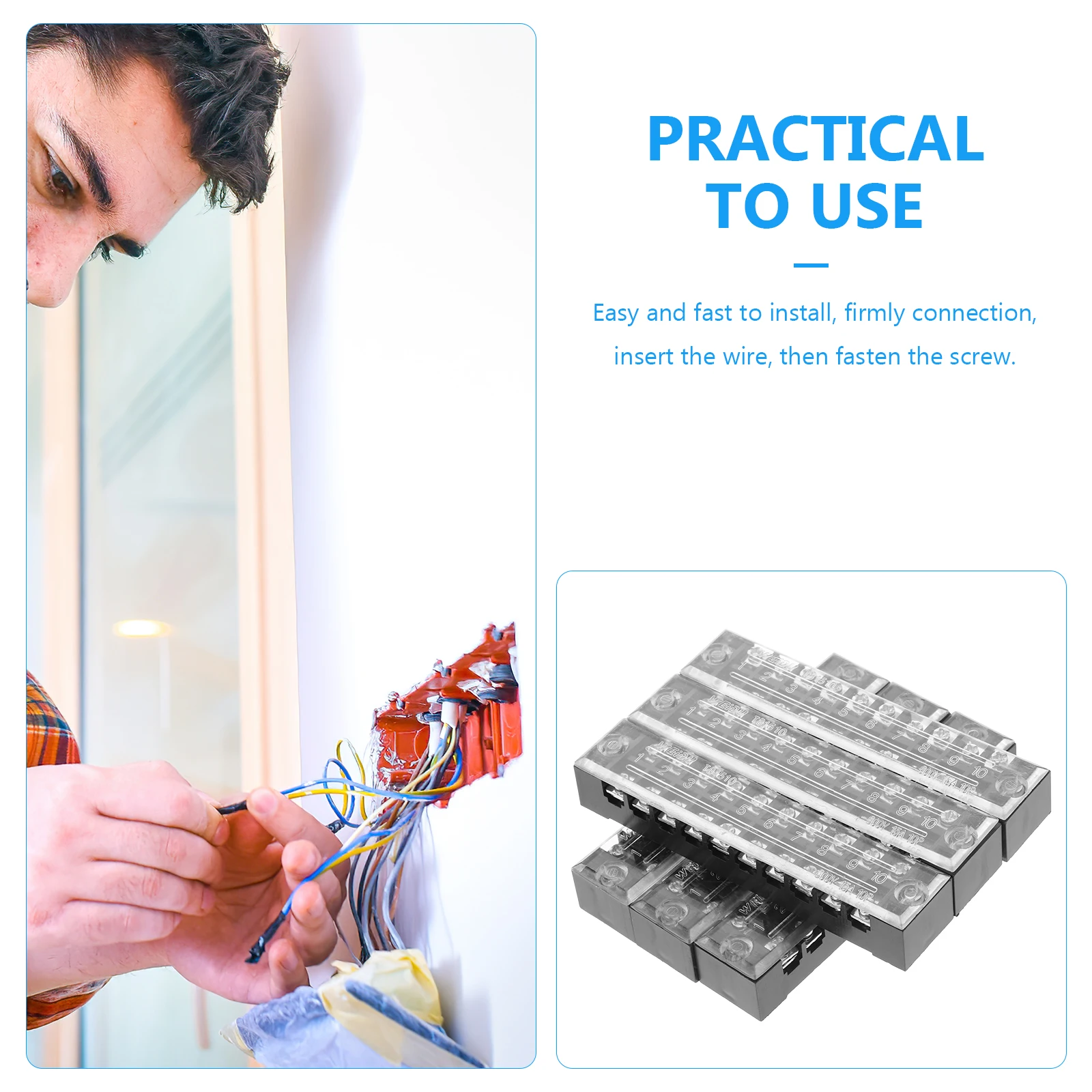 6pcs 15A 10-Position Terminal Block Wire Connector Dual Row Screw Barrier Terminal Board With Insulating Cover Home Electronic
6pcs 15A 10-Position Terminal Block Wire Connector Dual Row Screw Barrier Terminal Board With Insulating Cover Home Electronic