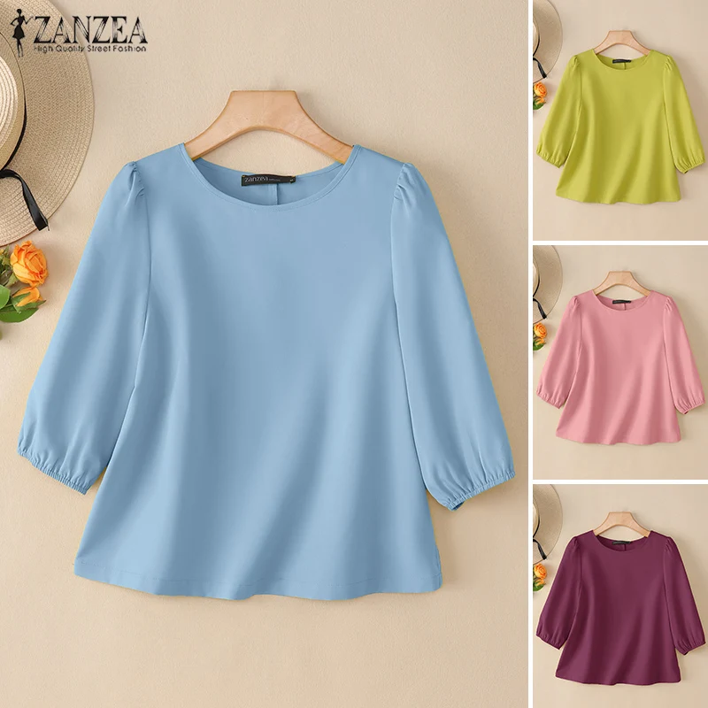 Летняя блузка ZANZEA 2026 для женщин, с круглым вырезом, коротким рукавом, повседневная однотонная рубашка, женская офисная туника, оверсайз, сорочка
Летняя блузка ZANZEA 2026 для женщин, с круглым вырезом, коротким рукавом, повседневная однотонная рубашка, женская офисная туника, оверсайз, сорочка