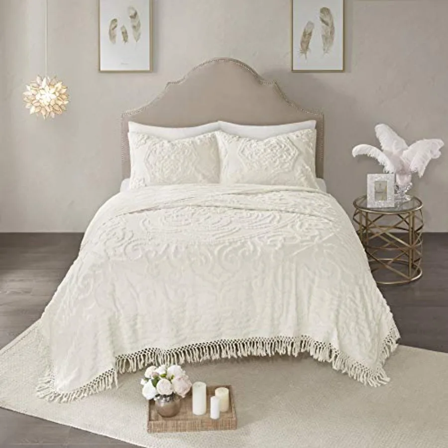 Laetitia Lightweight 100% Cotton Quilt Set Breathable Chenille Tufted Shabby Chic Boho Medallion Design Sham Floral Ivory w/ Ta
Laetitia Lightweight 100% Cotton Quilt Set Breathable Chenille Tufted Shabby Chic Boho Medallion Design Sham Floral Ivory w/ Ta