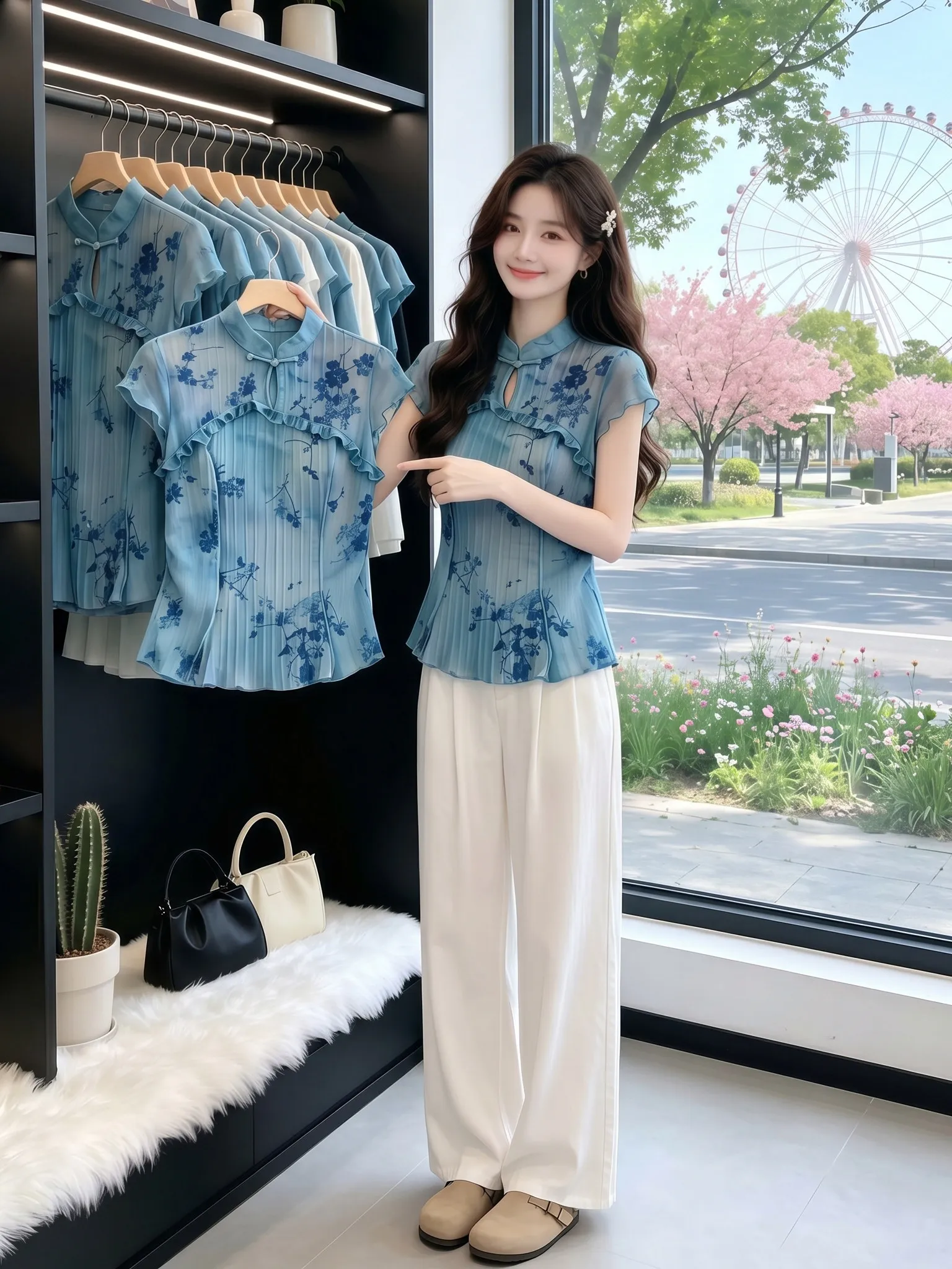 Elegant Short Sleeve Printed Shirt Women's Fashionable Slim Fit Button up Chinese Style Breathable Summer Casual Shirt
Elegant Short Sleeve Printed Shirt Women's Fashionable Slim Fit Button up Chinese Style Breathable Summer Casual Shirt
