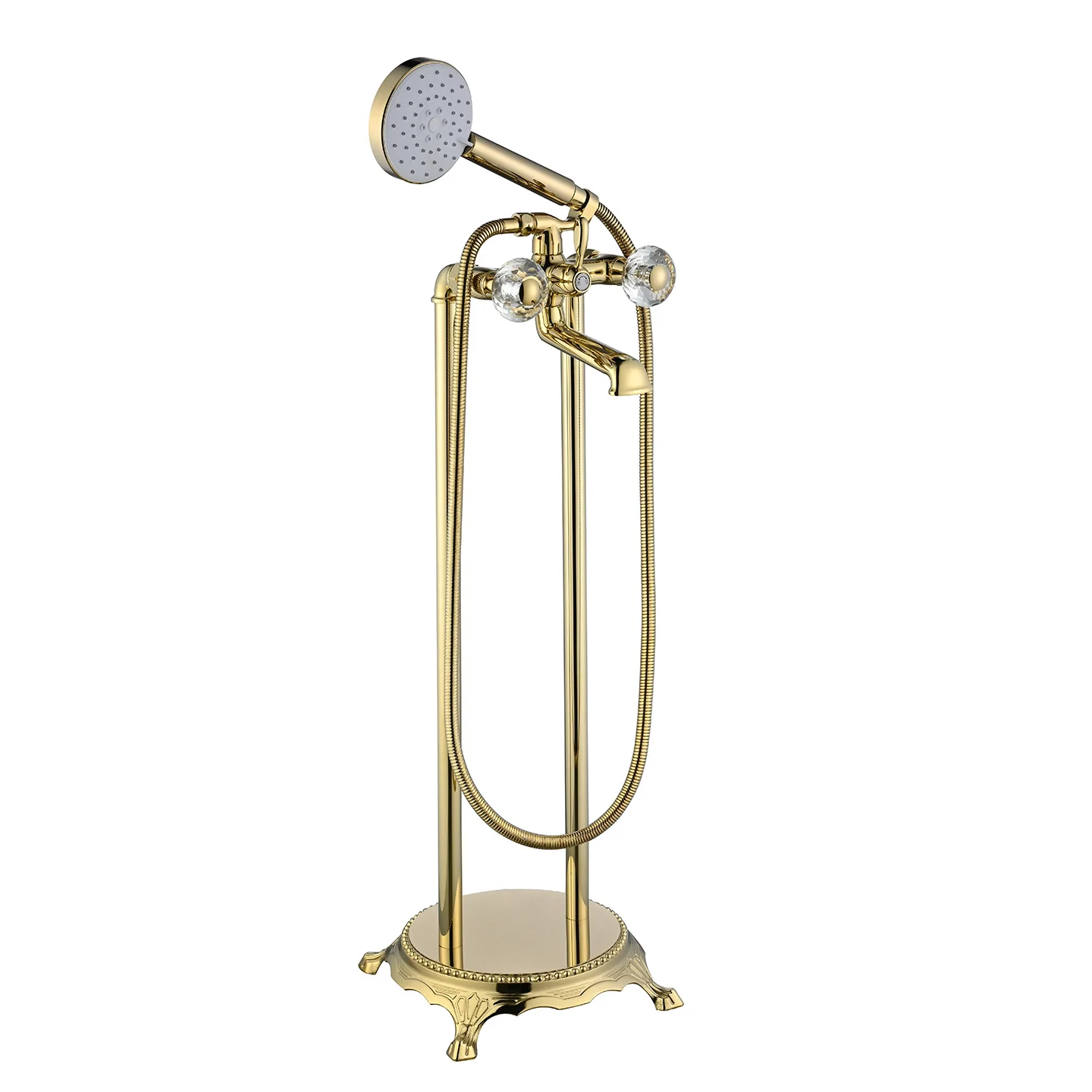 All-copper retro floor-to-ceiling concubine independent hot and cold tub faucet, wooden bucket edge, vertical shower, shower
All-copper retro floor-to-ceiling concubine independent hot and cold tub faucet, wooden bucket edge, vertical shower, shower