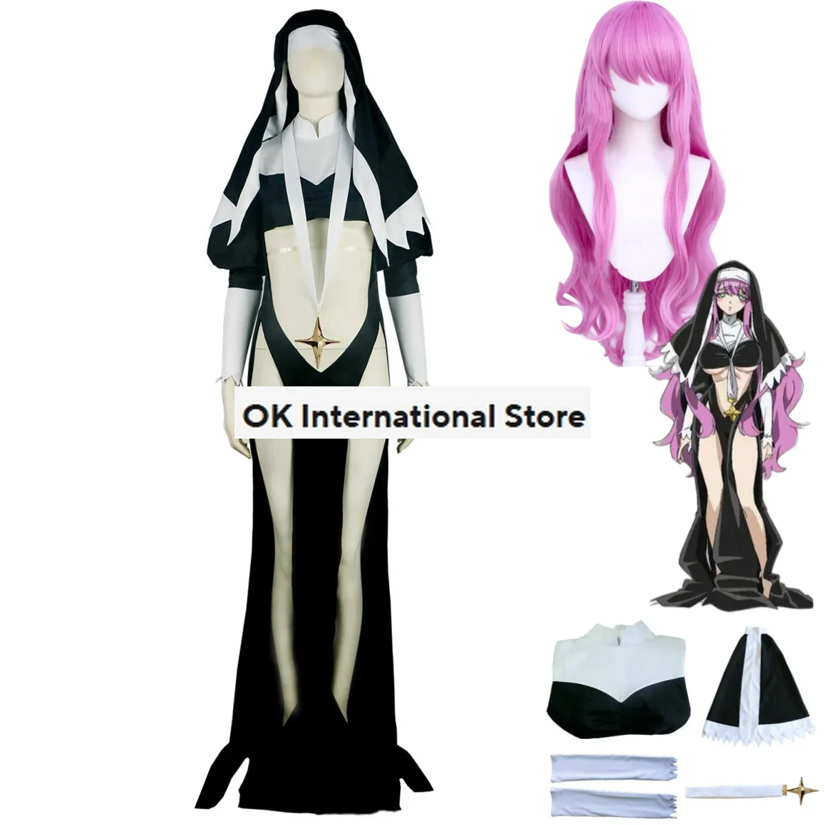 Аниме Gushing Over Magical Girls Tengeiji Holy Косплей Костюм I Admire Magical Girls Sister Gigant Парик Платье монахини Женский сексуальный комплект
Аниме Gushing Over Magical Girls Tengeiji Holy Косплей Костюм I Admire Magical Girls Sister Gigant Парик Платье монахини Женский сексуальный комплект