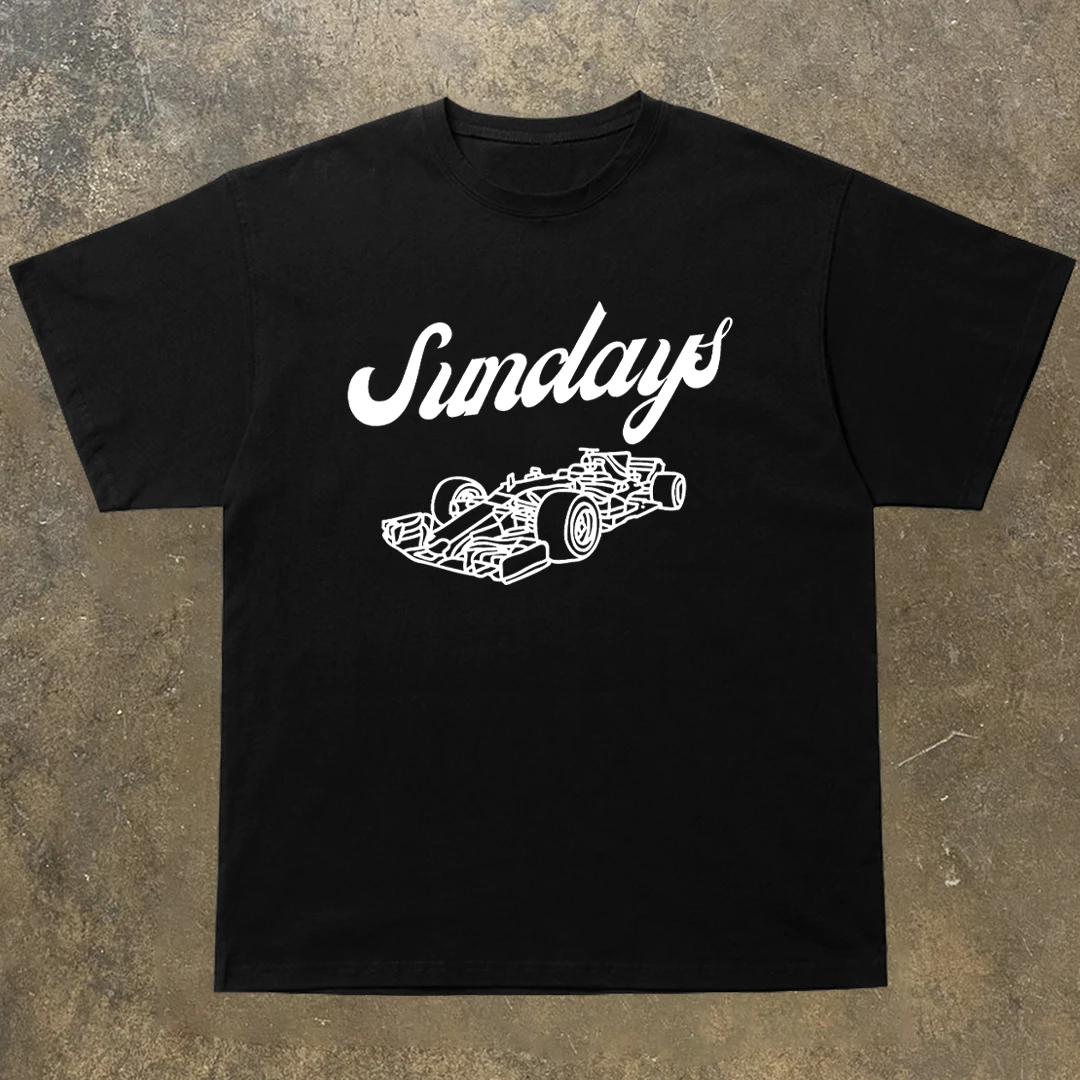 Sundays Racing Print T-Shirt Men Women Short Sleeve Cotton Tees Retro Brand T-shirt Summer Tops Unisex Streetwear Men's Clothing
Sundays Racing Print T-Shirt Men Women Short Sleeve Cotton Tees Retro Brand T-shirt Summer Tops Unisex Streetwear Men's Clothing