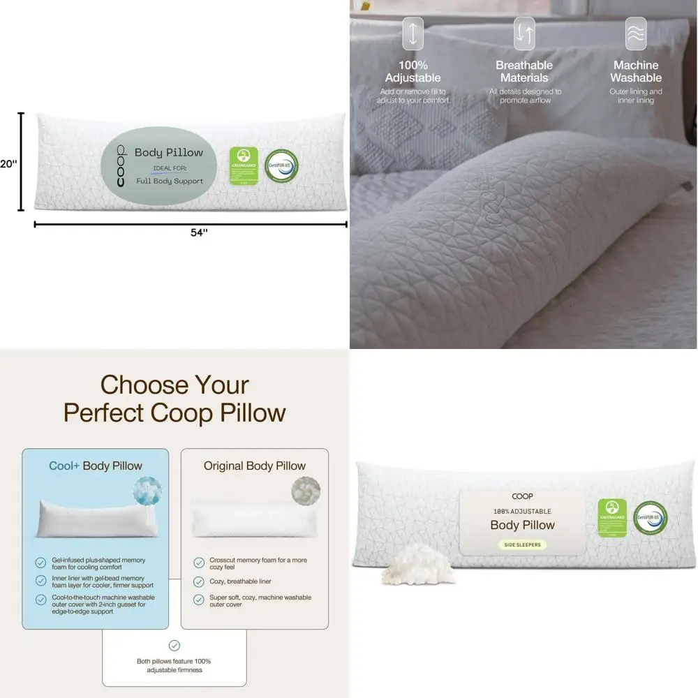 Memory Foam Body Pillow - 20x54 Inches, Adjustable Support for Back, Shoulder, Hip, Knee, Ideal for Side Sleepers with Washable
Memory Foam Body Pillow - 20x54 Inches, Adjustable Support for Back, Shoulder, Hip, Knee, Ideal for Side Sleepers with Washable