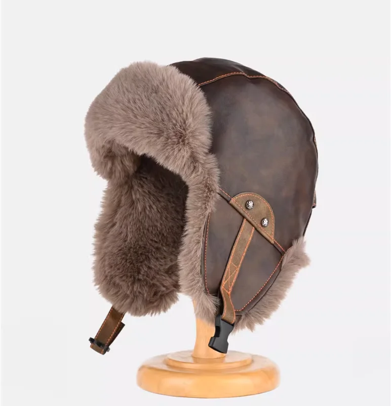 Retro Pilot Hat With Plush PU Leather For Winter Warmth Lei Feng Hat
Retro Pilot Hat With Plush PU Leather For Winter Warmth Lei Feng Hat
