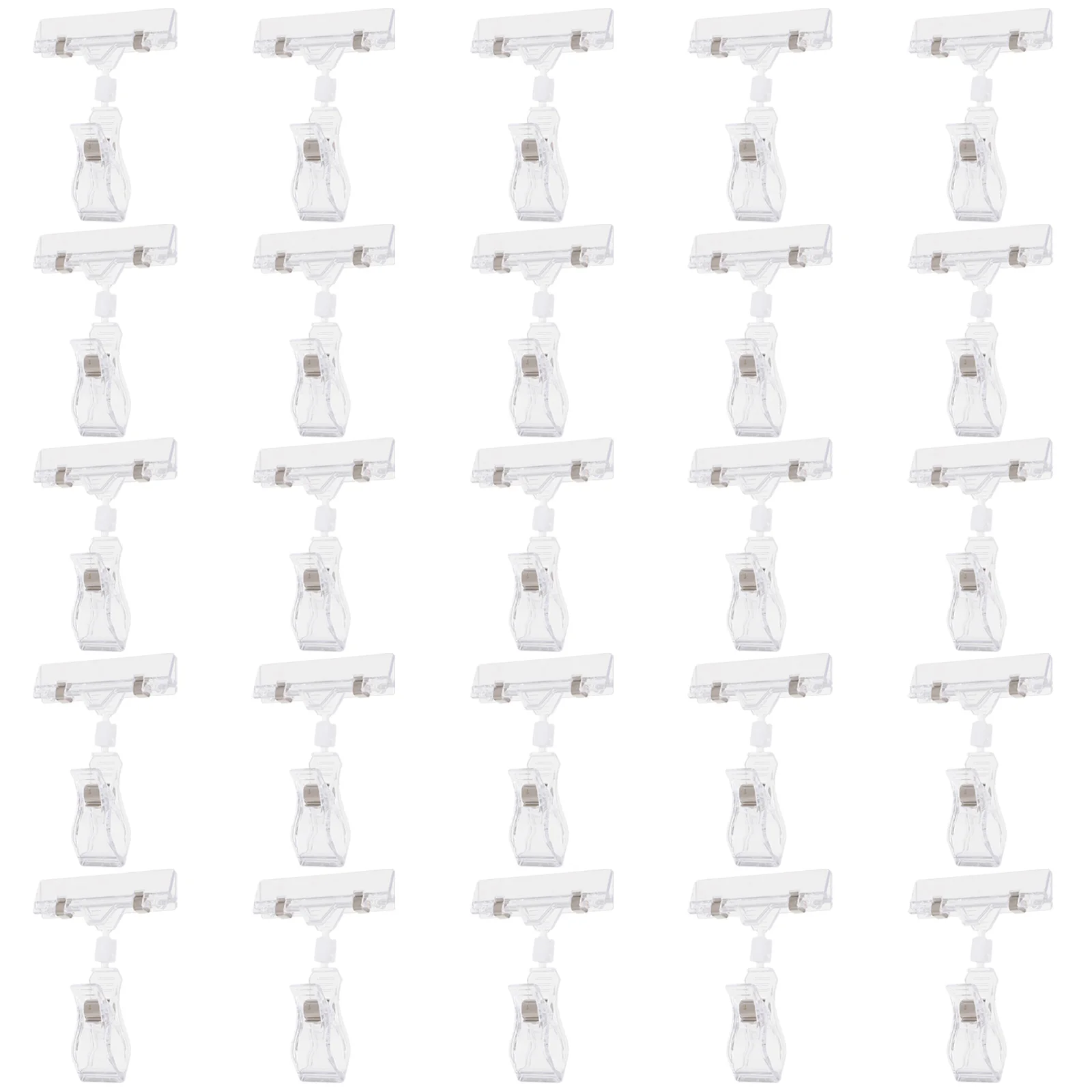 25 Pcs Double Display Label Clip Rotatable Price Holder Simple Plastic Merch ise Tag Swivel Clip Useful Reliable Workmanship
25 Pcs Double Display Label Clip Rotatable Price Holder Simple Plastic Merch ise Tag Swivel Clip Useful Reliable Workmanship