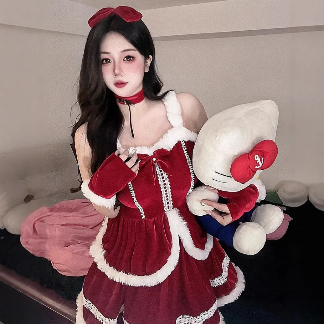 Autumn Winter Cute Christmas Red Dress Cute Girl Sweet Plush Patchwork Ruffle Party Mini Dress Santa Claus Cosplay Clothes
Autumn Winter Cute Christmas Red Dress Cute Girl Sweet Plush Patchwork Ruffle Party Mini Dress Santa Claus Cosplay Clothes