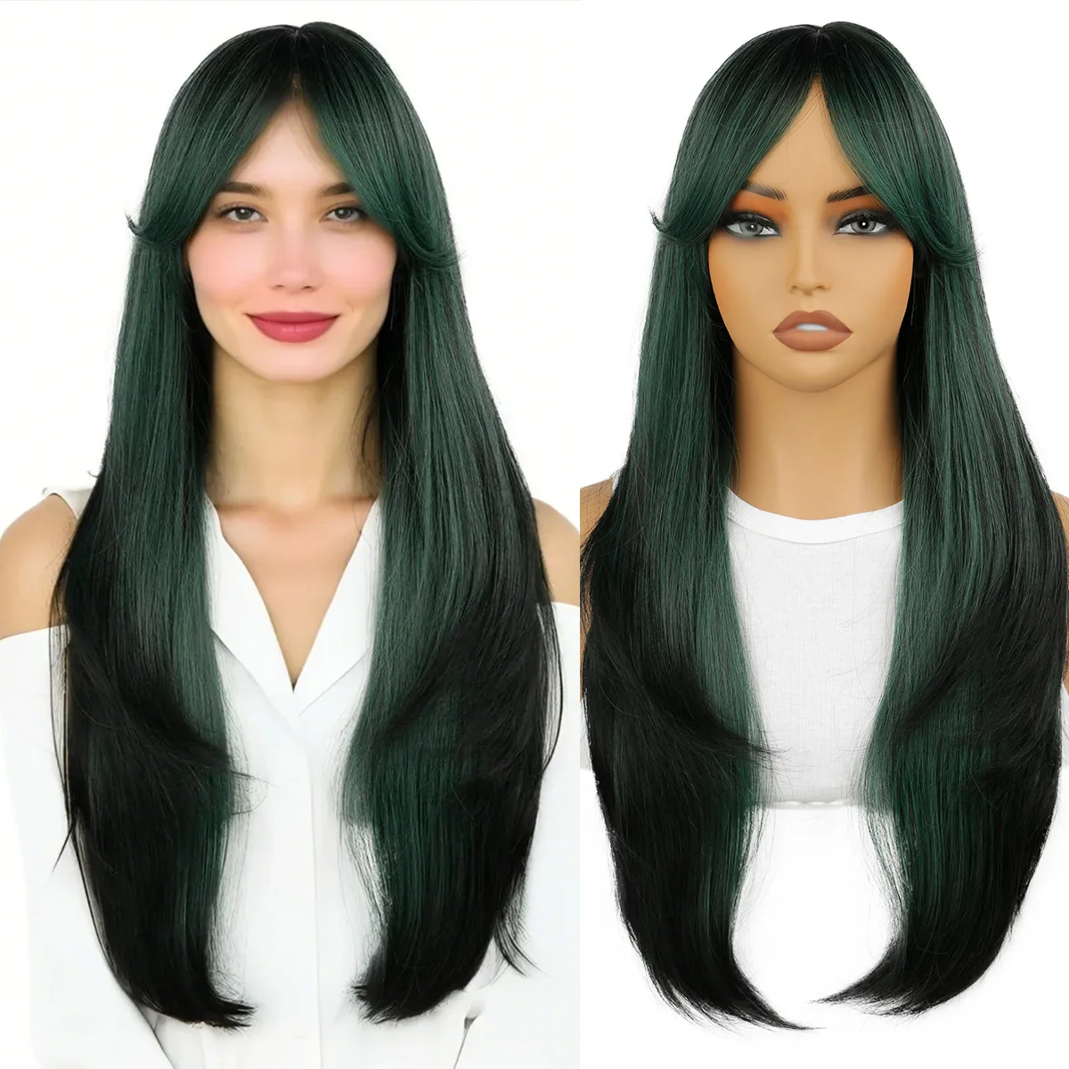 Dark green gradual change can be oblique long straight hair wig female level cos full headgear chemical fiber wig
Dark green gradual change can be oblique long straight hair wig female level cos full headgear chemical fiber wig