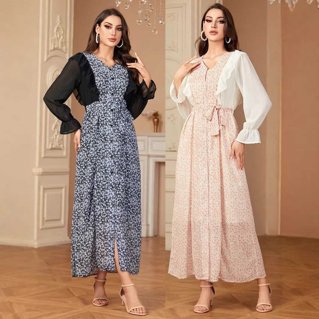 A1505 Women's Elegant Chiffon Printed Cardigan Dress Long Skirt Muslim Long Dress Robe Abaya Ramadan Dubai Luxury Islam Elegant
A1505 Women's Elegant Chiffon Printed Cardigan Dress Long Skirt Muslim Long Dress Robe Abaya Ramadan Dubai Luxury Islam Elegant