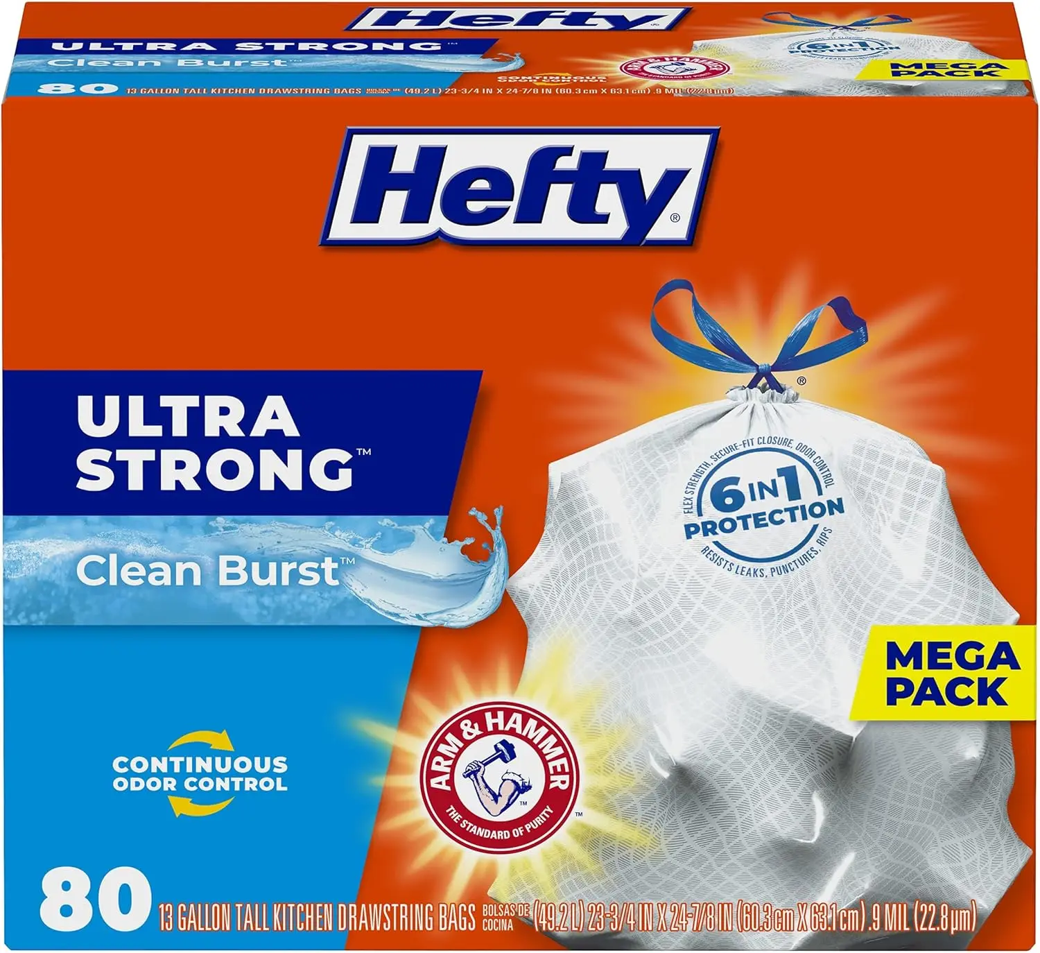 Ultra Strong 13 Gallon Kitchen Trash Bags with Drawstring, Odor Control, Clean Scent - 80 Count
Ultra Strong 13 Gallon Kitchen Trash Bags with Drawstring, Odor Control, Clean Scent - 80 Count