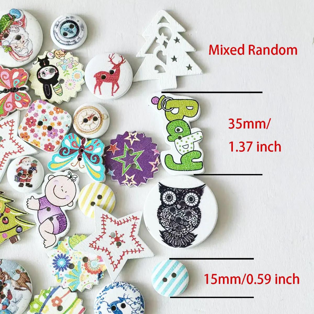 300PCS Mixed Pattern Wood Buttons Multi Shape Garment Supplies Clothing Accessories Material Pack 15-35mm DIY Handicrafts Making
300PCS Mixed Pattern Wood Buttons Multi Shape Garment Supplies Clothing Accessories Material Pack 15-35mm DIY Handicrafts Making