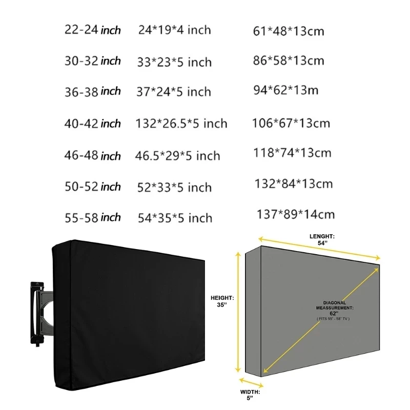 Weatherproof and Dustproof Outdoor TV Cover Protect TV Screen Garden Patio Outdoor TV Cover
Weatherproof and Dustproof Outdoor TV Cover Protect TV Screen Garden Patio Outdoor TV Cover