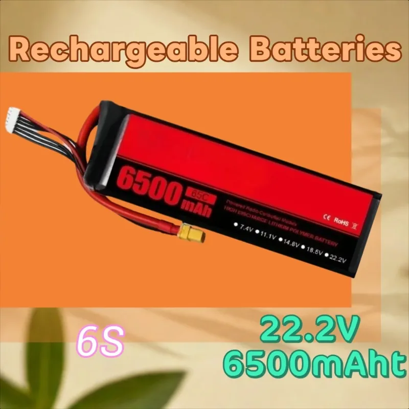 T/XT60 22.2V 6500mAh 6S 65C LiPo Battery for RC Quadcopter Helicopter Cars Boats Drones Rechargeable Battery
T/XT60 22.2V 6500mAh 6S 65C LiPo Battery for RC Quadcopter Helicopter Cars Boats Drones Rechargeable Battery