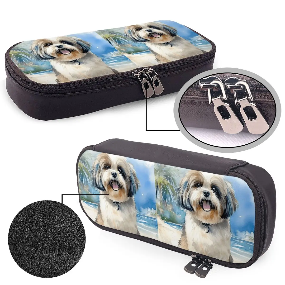 Shih Tzu On The Beach Leather Pencil Case for Boy Girl School Pen Box Pencil Bag Stationery Supplies Pen Holder Bag
Shih Tzu On The Beach Leather Pencil Case for Boy Girl School Pen Box Pencil Bag Stationery Supplies Pen Holder Bag