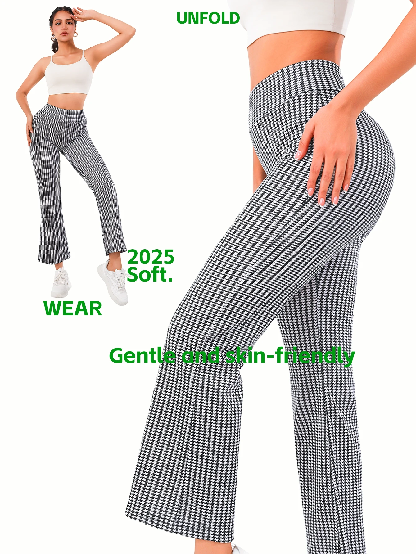 Стрейч-женские расклешенные брюки с узором «гусиные лапки», ссылка на продукт
Стрейч-женские расклешенные брюки с узором «гусиные лапки», ссылка на продукт