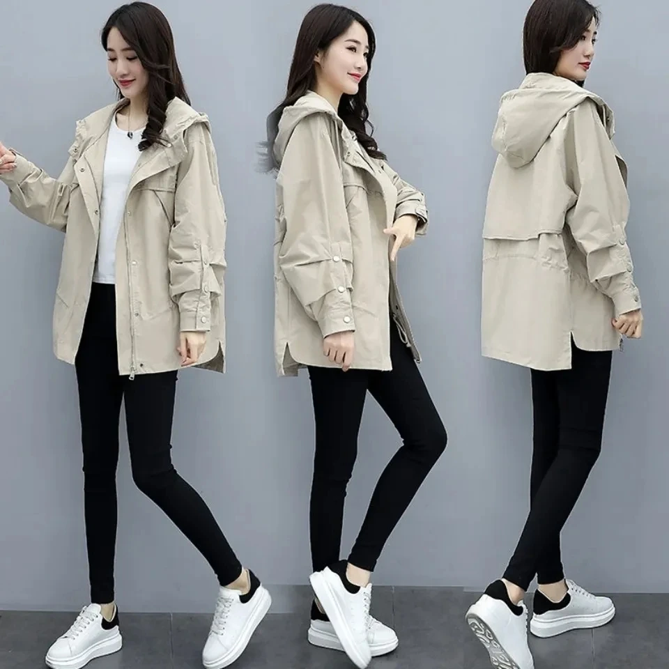 Beige Windbreaker Women's Mid-Length Trench Coat 2022 Spring And Autumn New Korean Loose Hooded Black Jacket Female
Beige Windbreaker Women's Mid-Length Trench Coat 2022 Spring And Autumn New Korean Loose Hooded Black Jacket Female