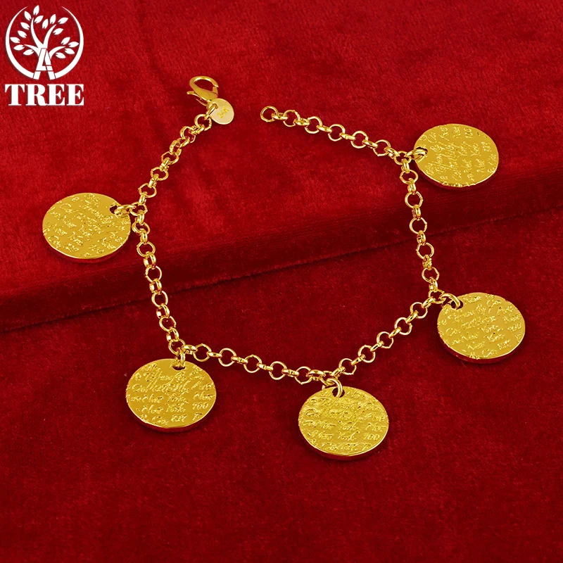 ALITREE 24K Gold Round Carve Charm Bracelet Gift For Woman Beautiful Birthday Noble Wedding Shiny Engagement Jewelry
ALITREE 24K Gold Round Carve Charm Bracelet Gift For Woman Beautiful Birthday Noble Wedding Shiny Engagement Jewelry