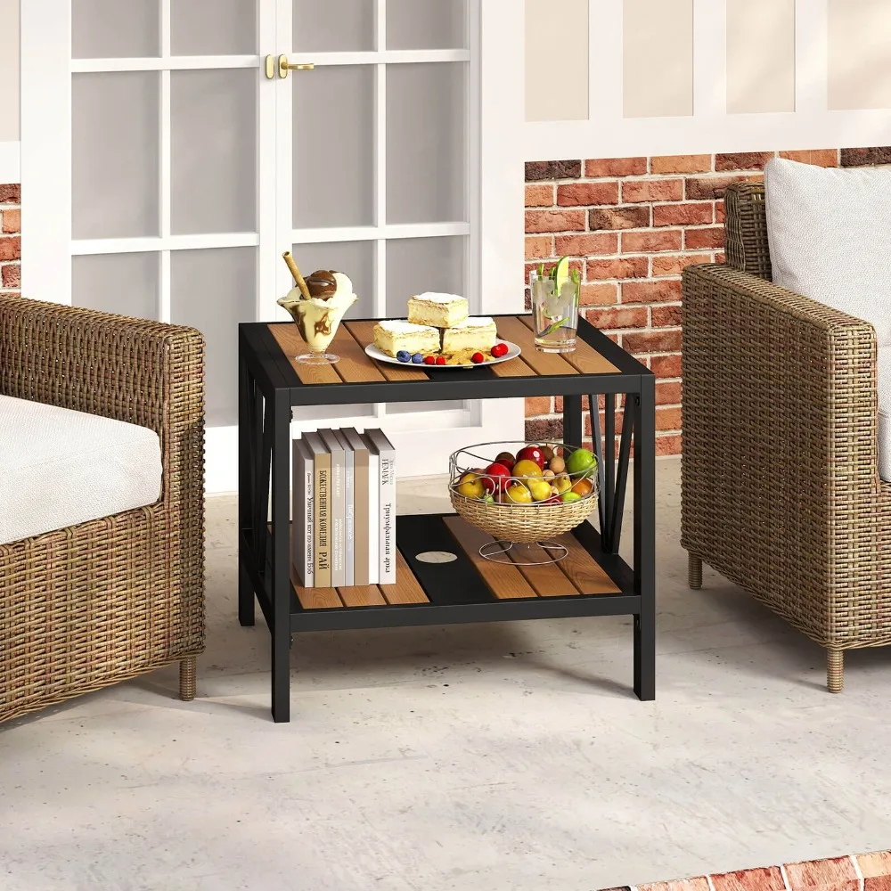 Outdoor Side Table 2-Tier Coffee End Table w/ 1.57” Umbrella Hole Storage Shel
Outdoor Side Table 2-Tier Coffee End Table w/ 1.57” Umbrella Hole Storage Shel