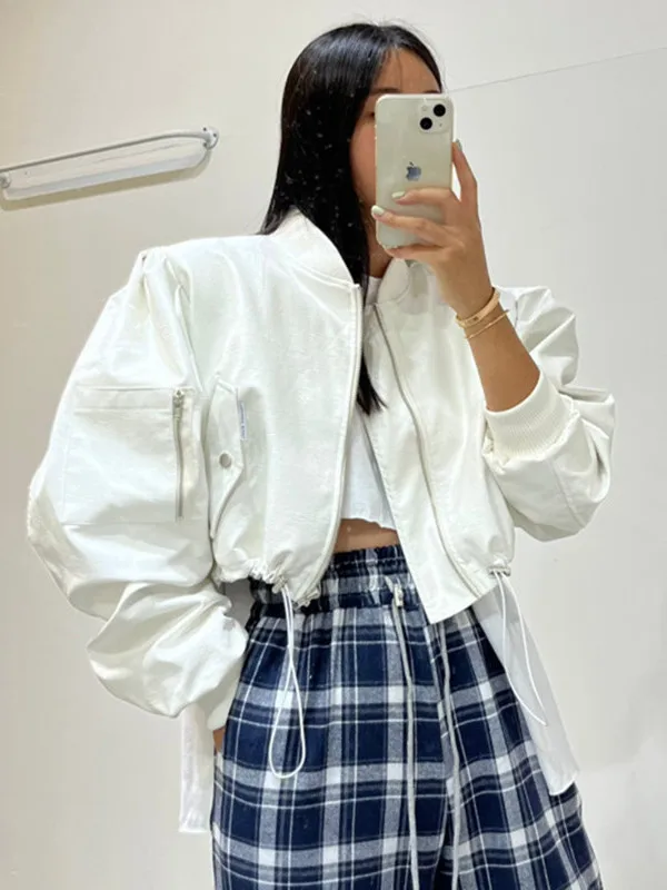Stylish Short Leather Jacket Women's Drawstring Stand Collar Korean Style Retro Hong Kong Style Top for Young Ladies
Stylish Short Leather Jacket Women's Drawstring Stand Collar Korean Style Retro Hong Kong Style Top for Young Ladies