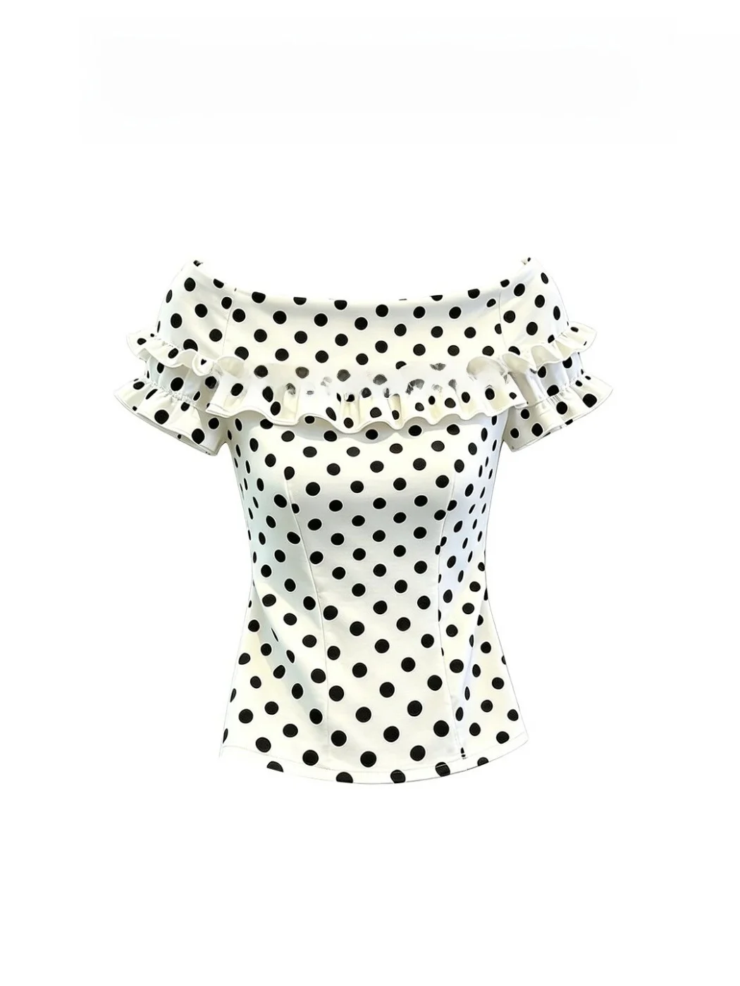 Fashionable Polka Dot Design Sense Shirt Korean Style One Shoulder Short Sleeve Women's Trendy Top Slimming Effect round Neck
Fashionable Polka Dot Design Sense Shirt Korean Style One Shoulder Short Sleeve Women's Trendy Top Slimming Effect round Neck