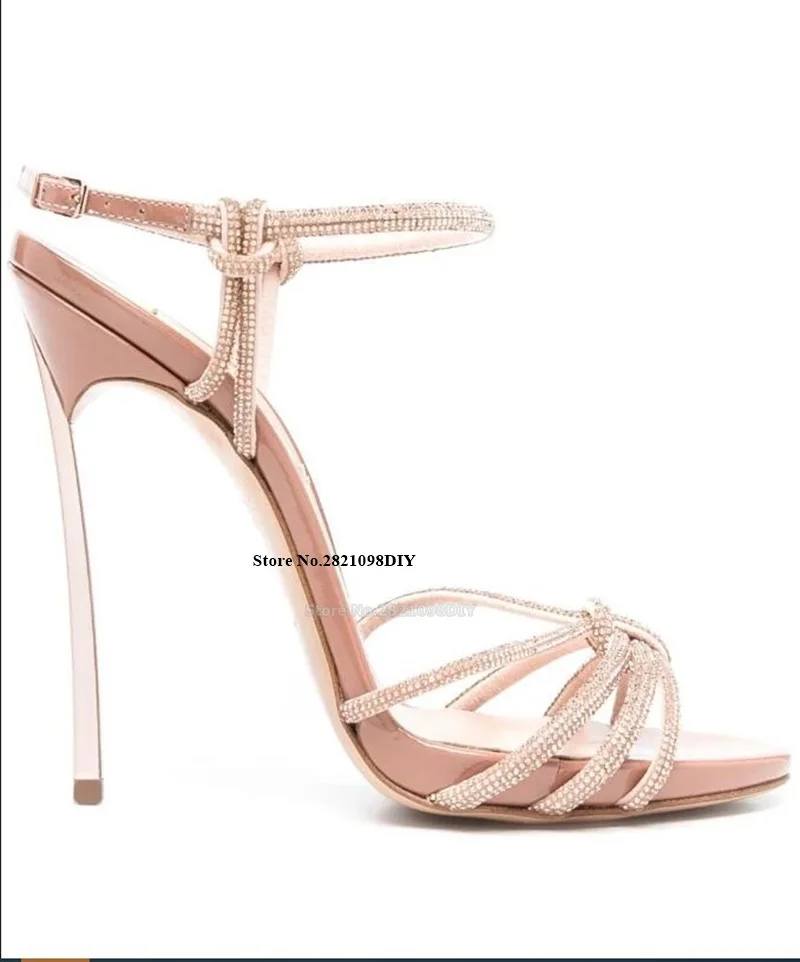 Crystal Embellishment Multi-Way Blade Heeled Straps Knot Open Toe High Heel Sandals Women Buckle Ankle Strap Stiletto Shoes
Crystal Embellishment Multi-Way Blade Heeled Straps Knot Open Toe High Heel Sandals Women Buckle Ankle Strap Stiletto Shoes