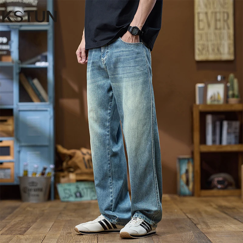 KSTUN 2025 Spring Summer Men's Jeans Baggy Pants Wide Leg Loose Straight Lyocell Soft Stretch Jeans Mens Clothing Breathable
KSTUN 2025 Spring Summer Men's Jeans Baggy Pants Wide Leg Loose Straight Lyocell Soft Stretch Jeans Mens Clothing Breathable